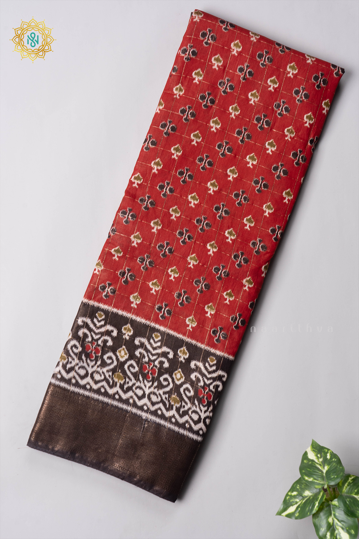RED WITH BLACK - VISCOSE COTTON
