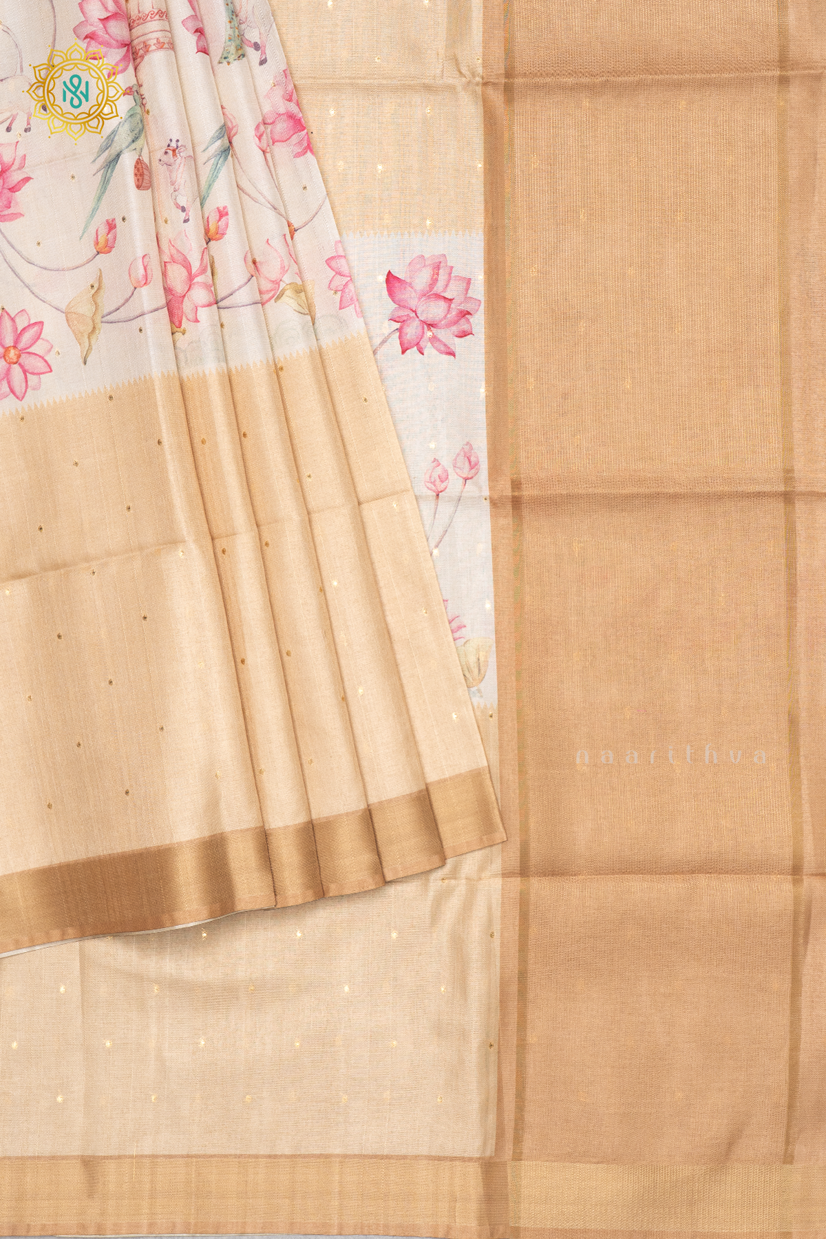 YELLOW WITH OFF WHITE - SEMI TUSSAR