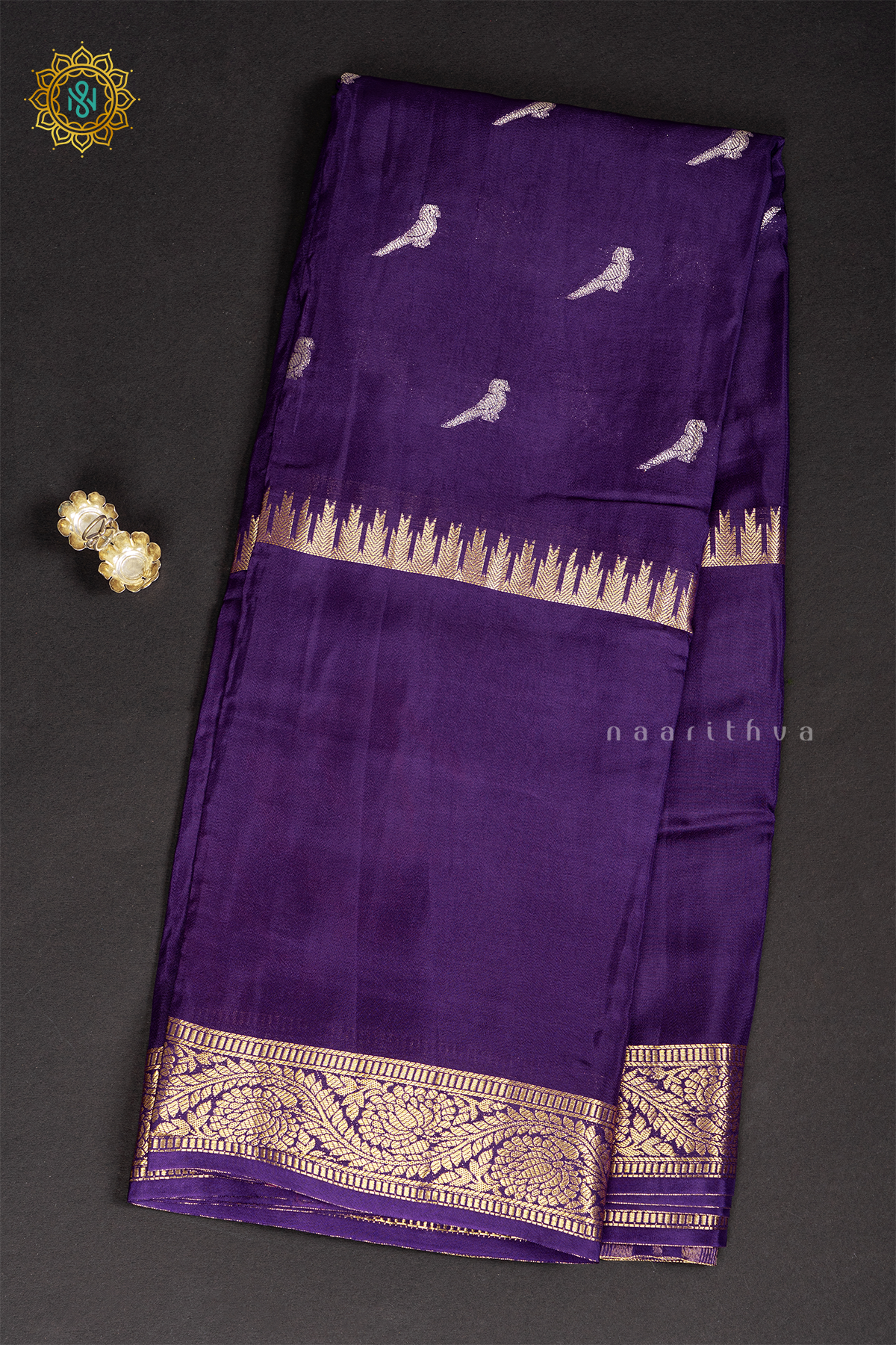PURPLE WITH RED - SEMI CREPE SILK