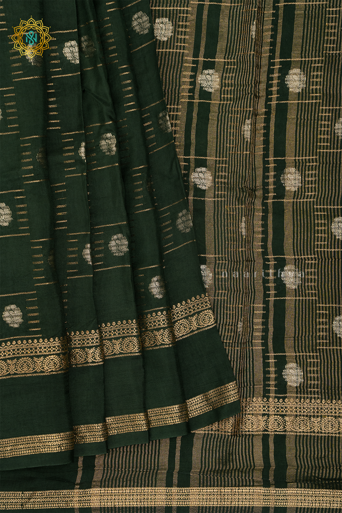 BOTTLE GREEN WITH PARROT GREEN - DOLA SILK
