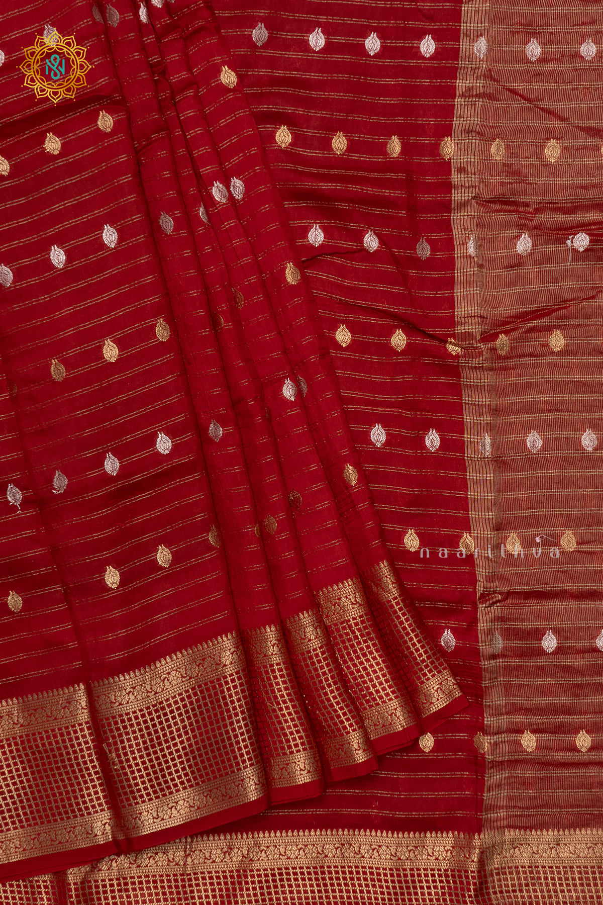 RED WITH GREEN - DOLA SILK