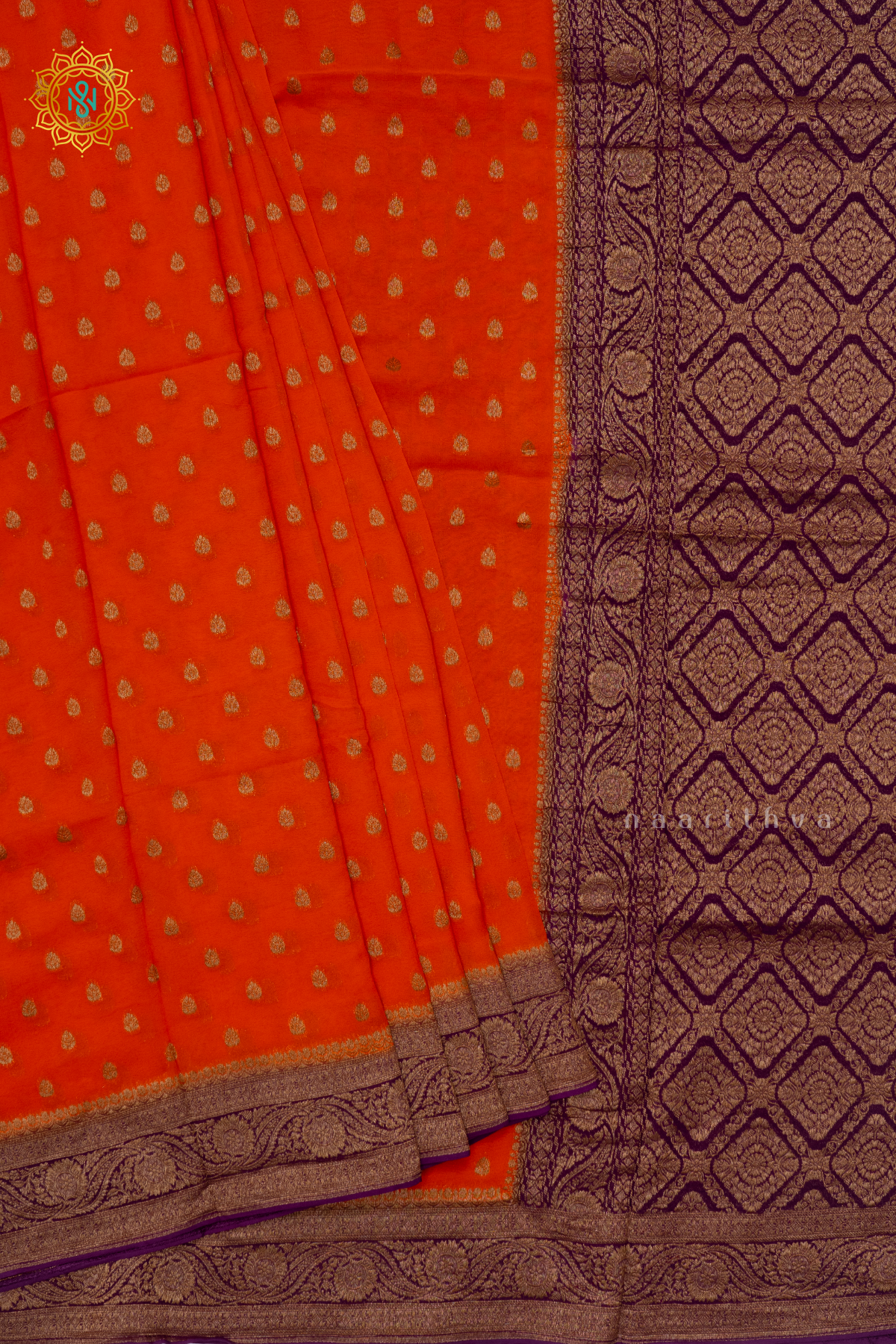 ORANGE WITH PURPLE - SEMI GEORGETTE