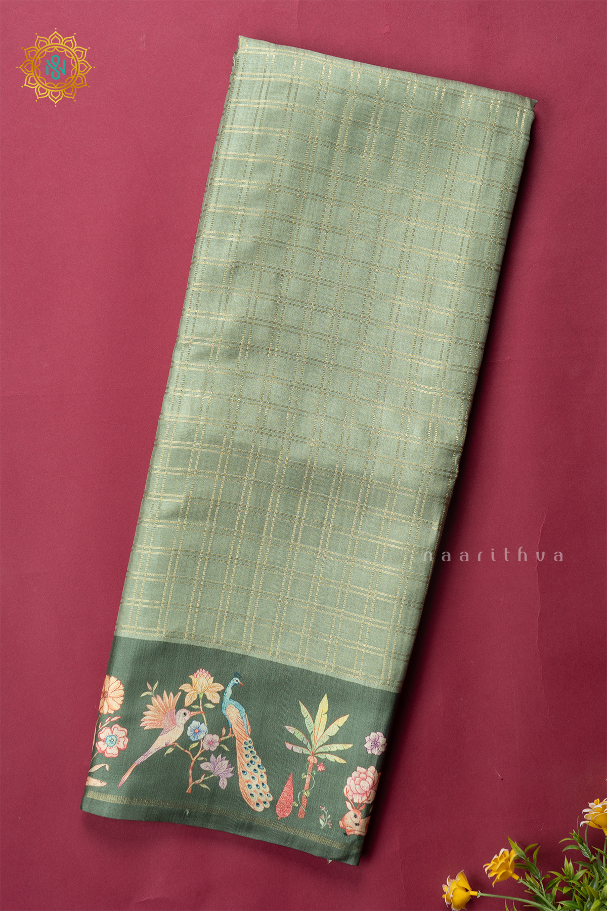 PISTA GREEN WITH GREEN- SEMI TUSSAR