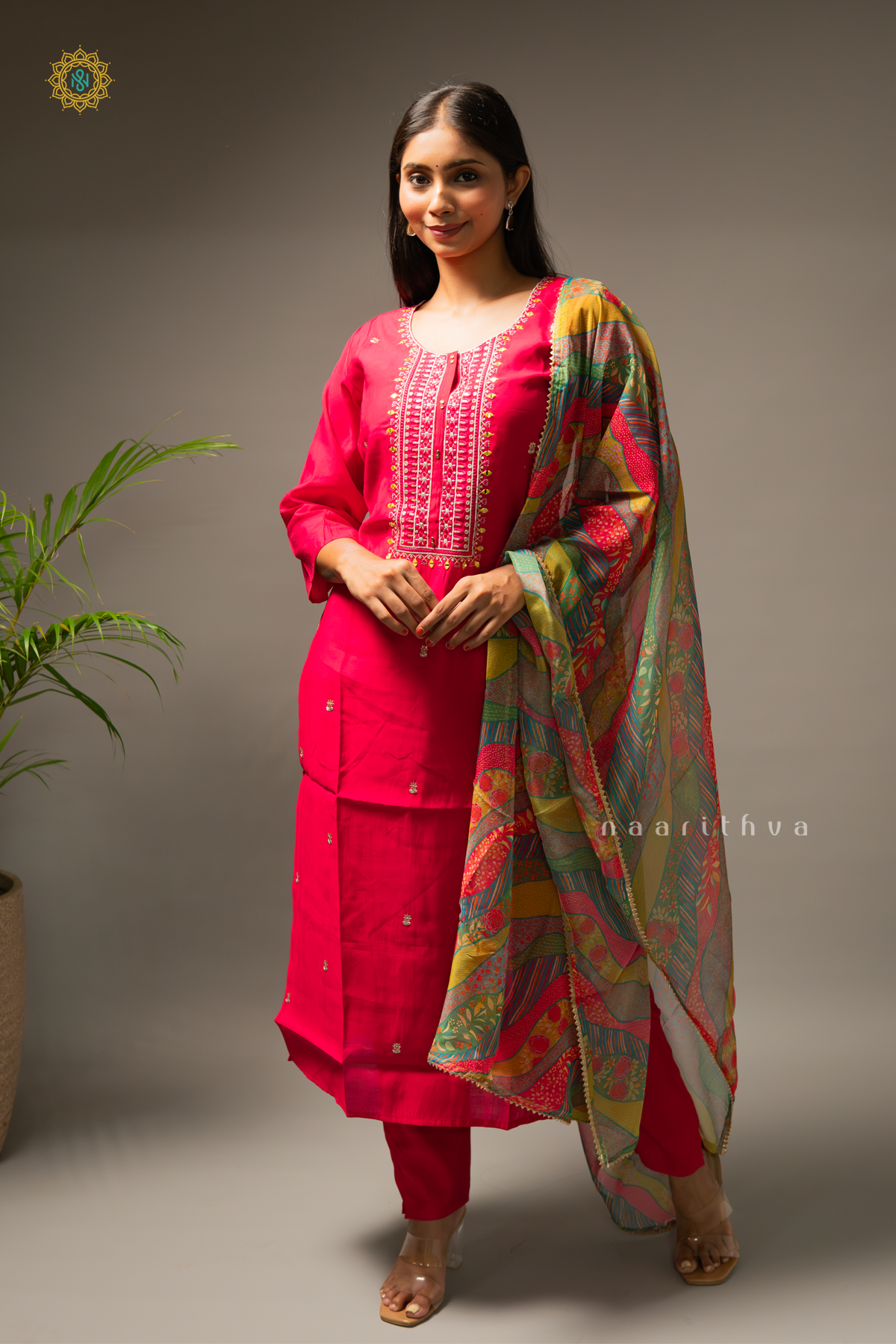 PINK - SILK 3PC SALWAR SUIT WITH TOP, BOTTOM & DUPPATA