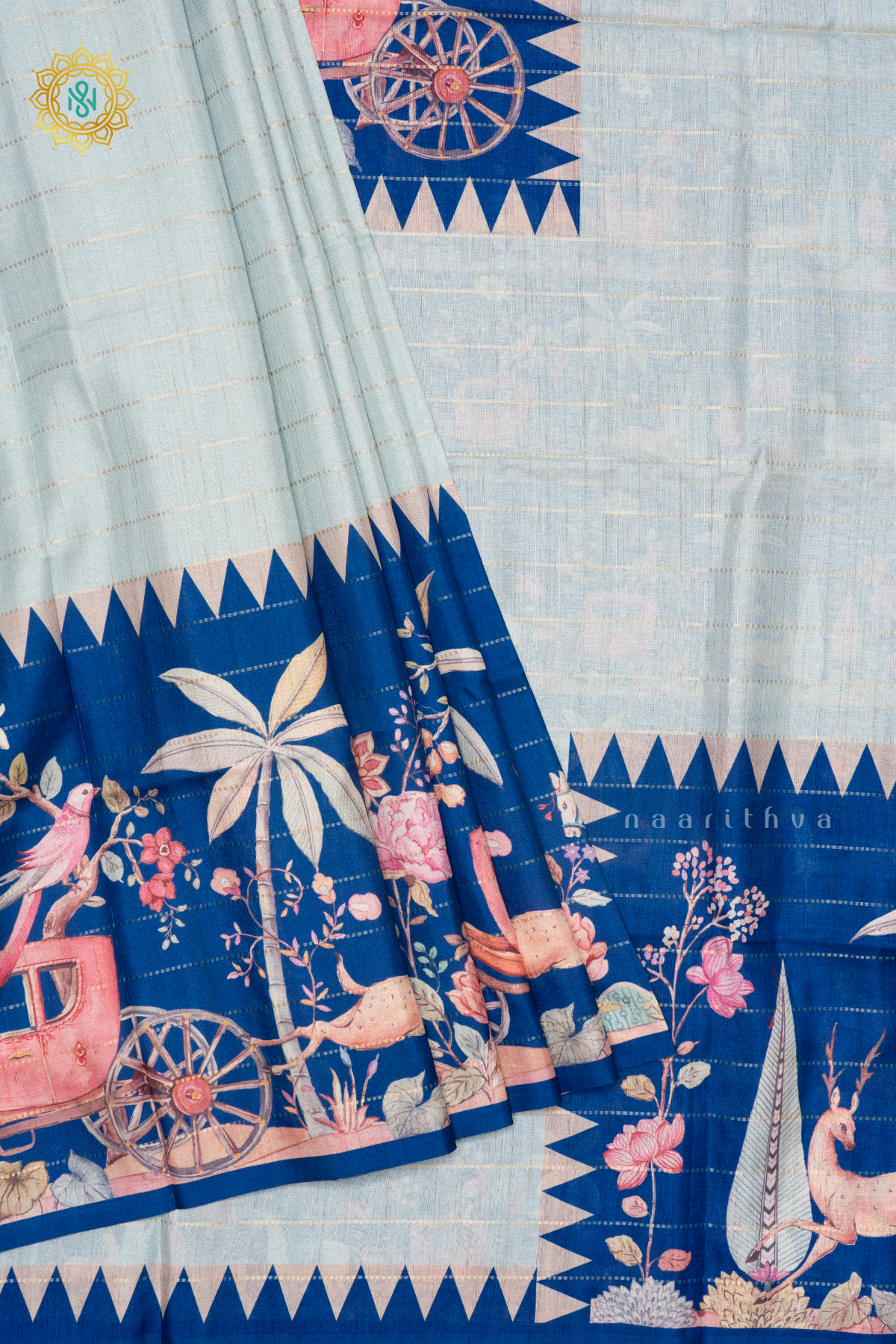 AQUA BLUE WITH BLUE - SEMI TUSSAR
