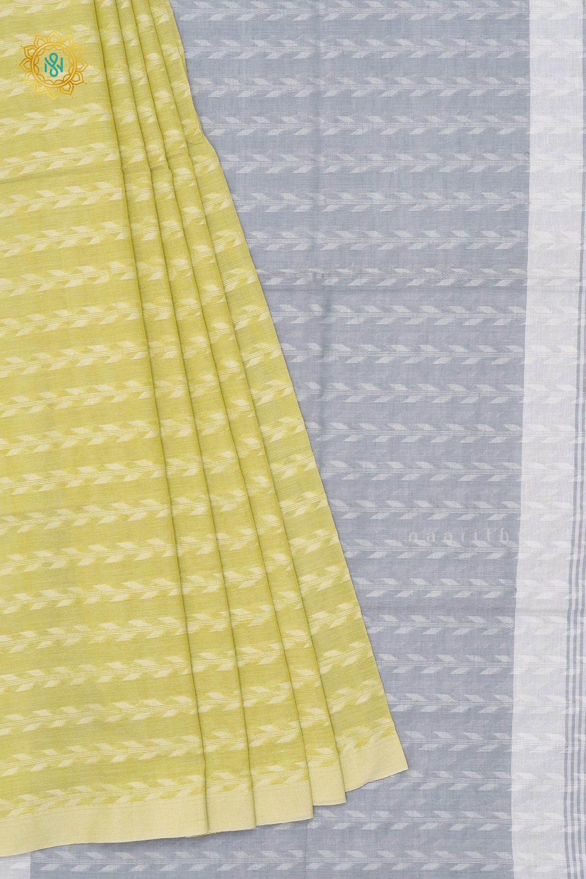 LIGHT GREEN WITH GREY - MUL COTTON