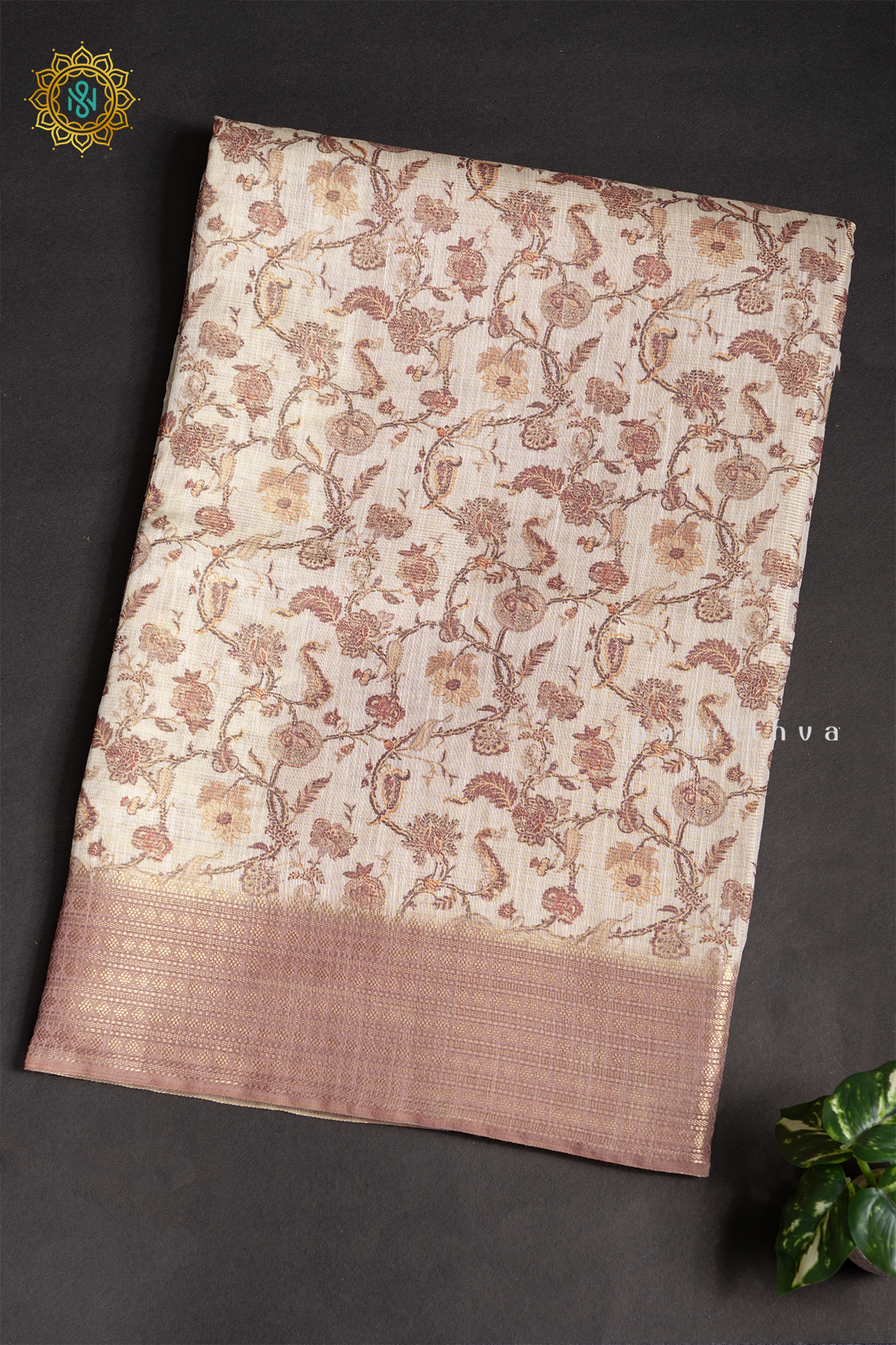 OFF WHITE WITH LIGHT BROWN - LINEN TISSUE