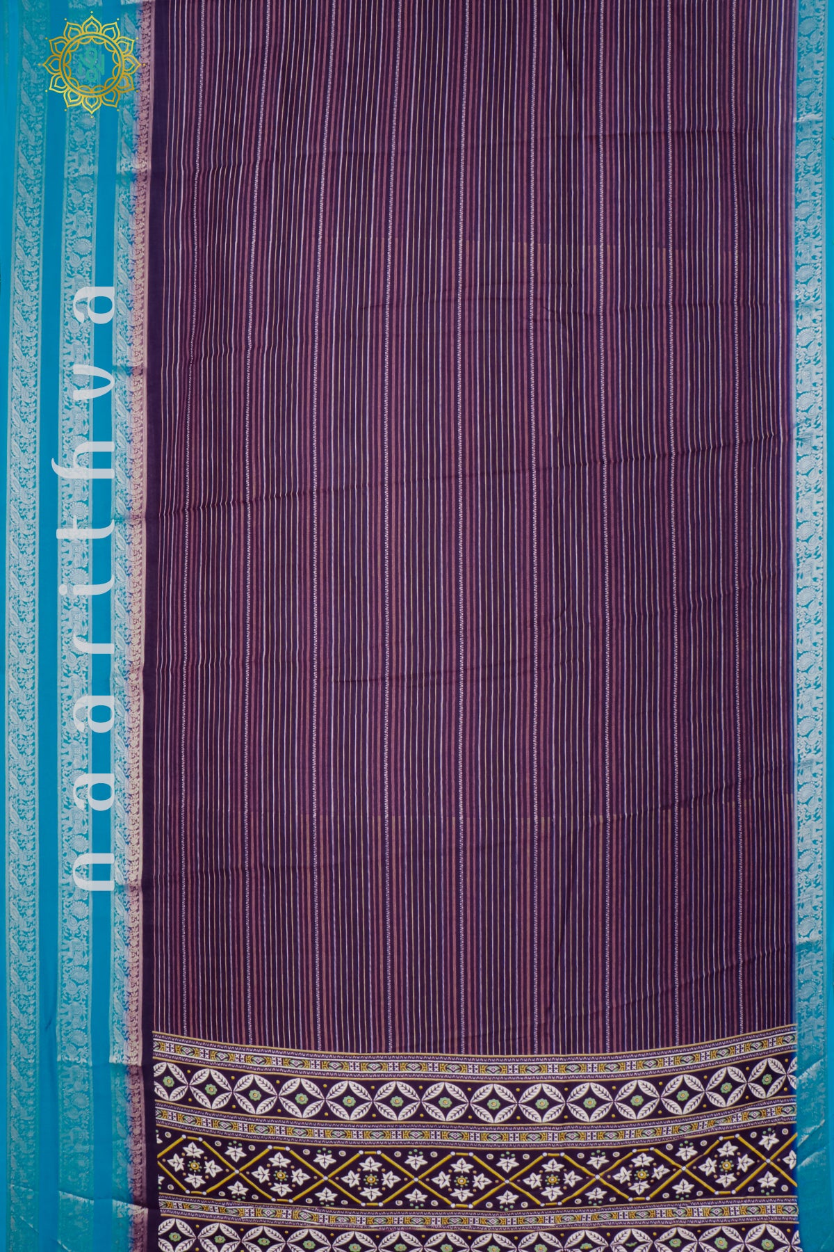 PURPLE WITH SKY BLUE - SEMI GEORGETTE
