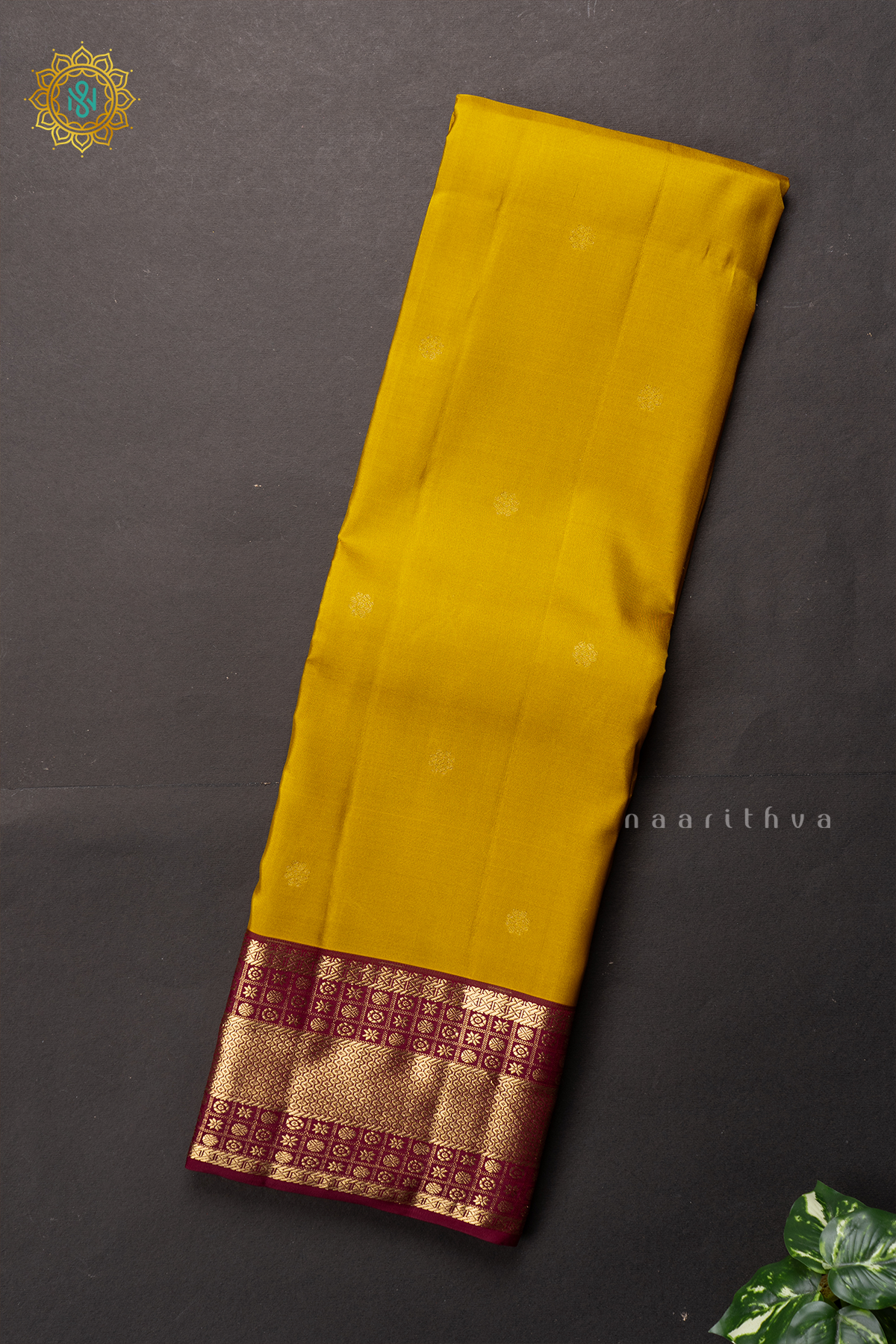 MUSTARD WITH MAROON - PURE KANJIVARAM SILK