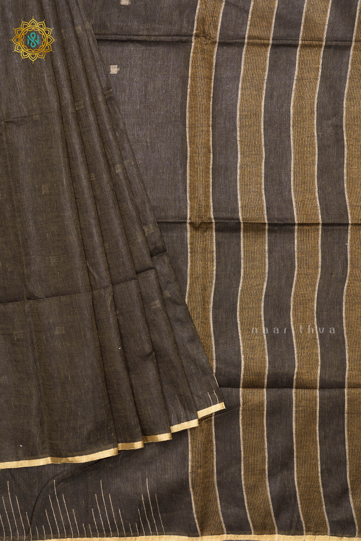 OLIVE GREEN WITH BLACK - PURE LINEN