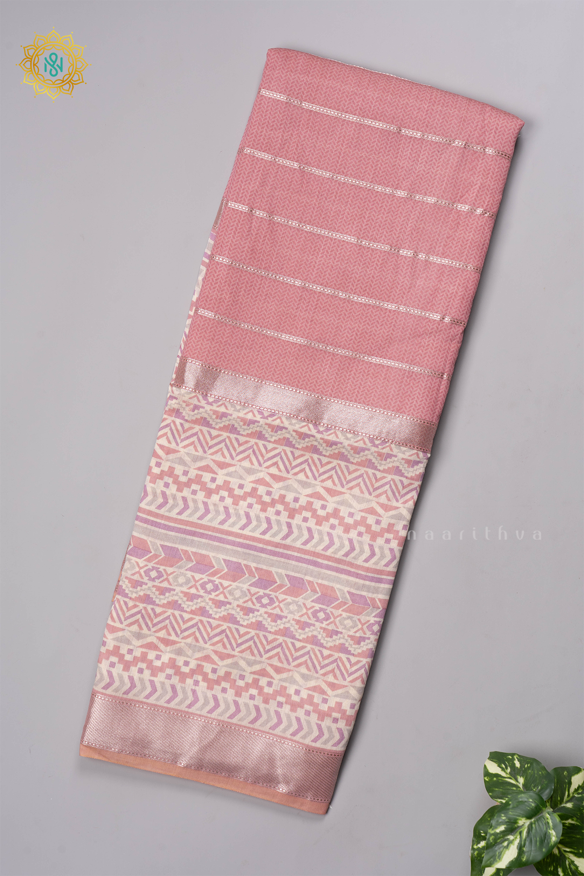PEACH WITH OFF WHITE - BUTTER CREPE