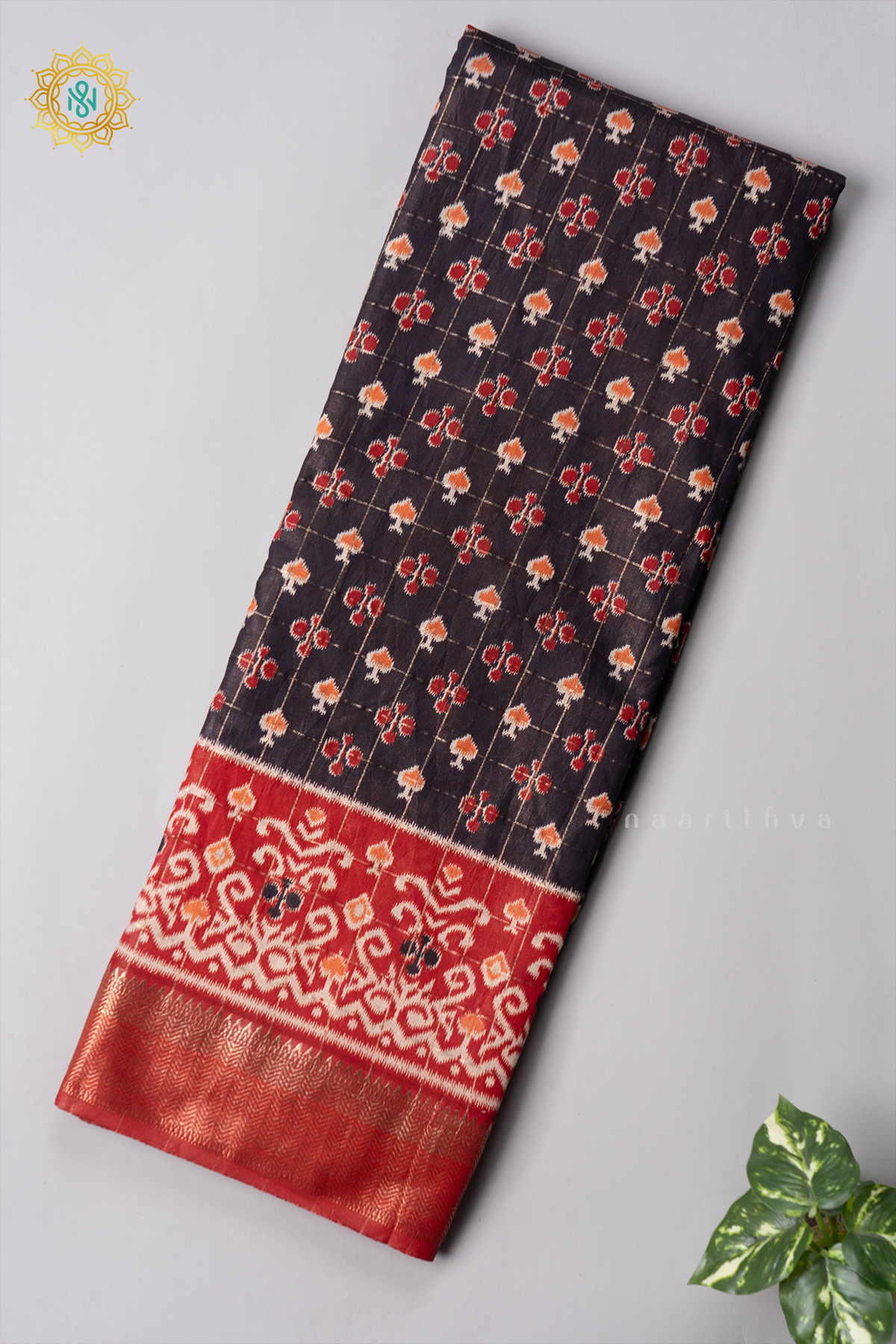 BLACK WITH RED - VISCOSE COTTON