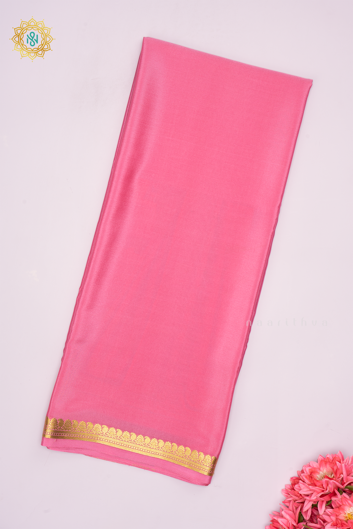 PEACHISH PINK - PURE MYSORE CREPE SILK