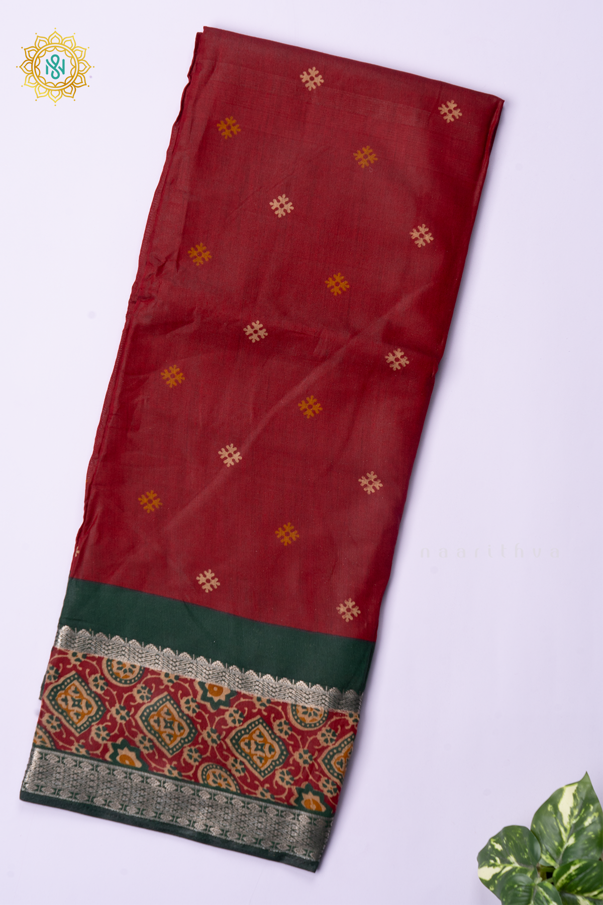 MAROON WITH GREEN - SOFT COTTON