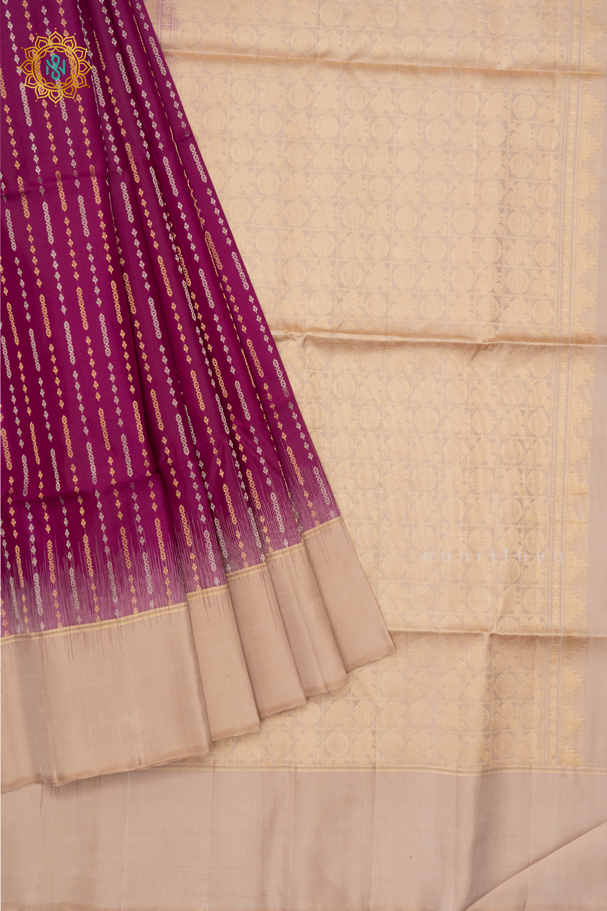 WINE WITH BEIGE - PURE KANJIVARAM SOFT SILK
