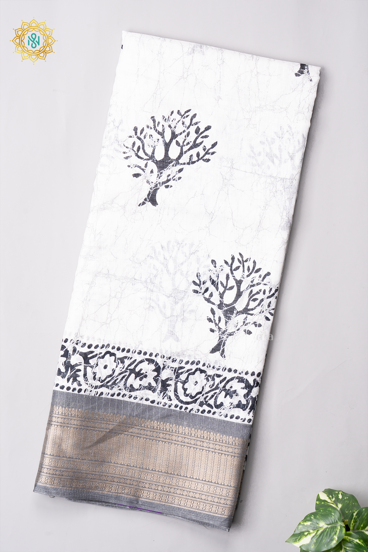 WHITE WITH ELEPHANT GREY - DOLA SILK
