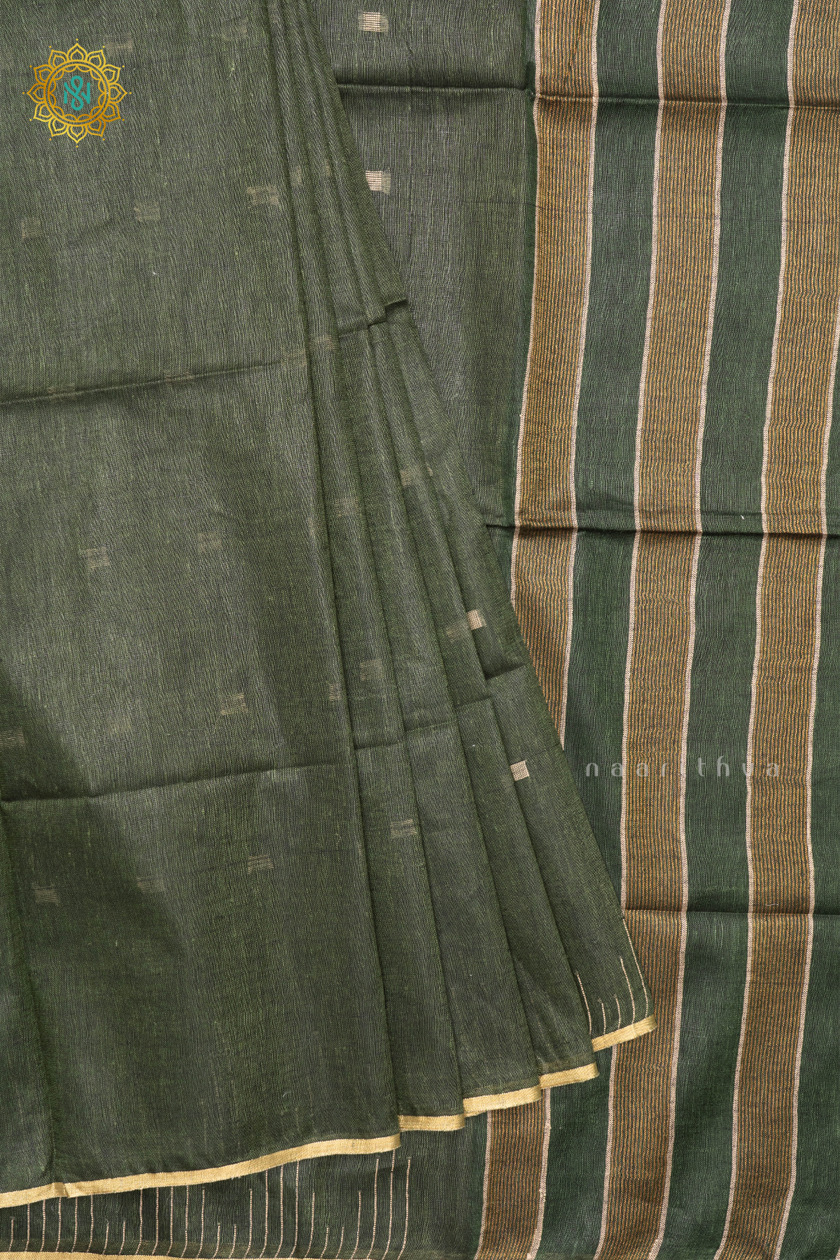 GREEN WITH BLACK - PURE LINEN