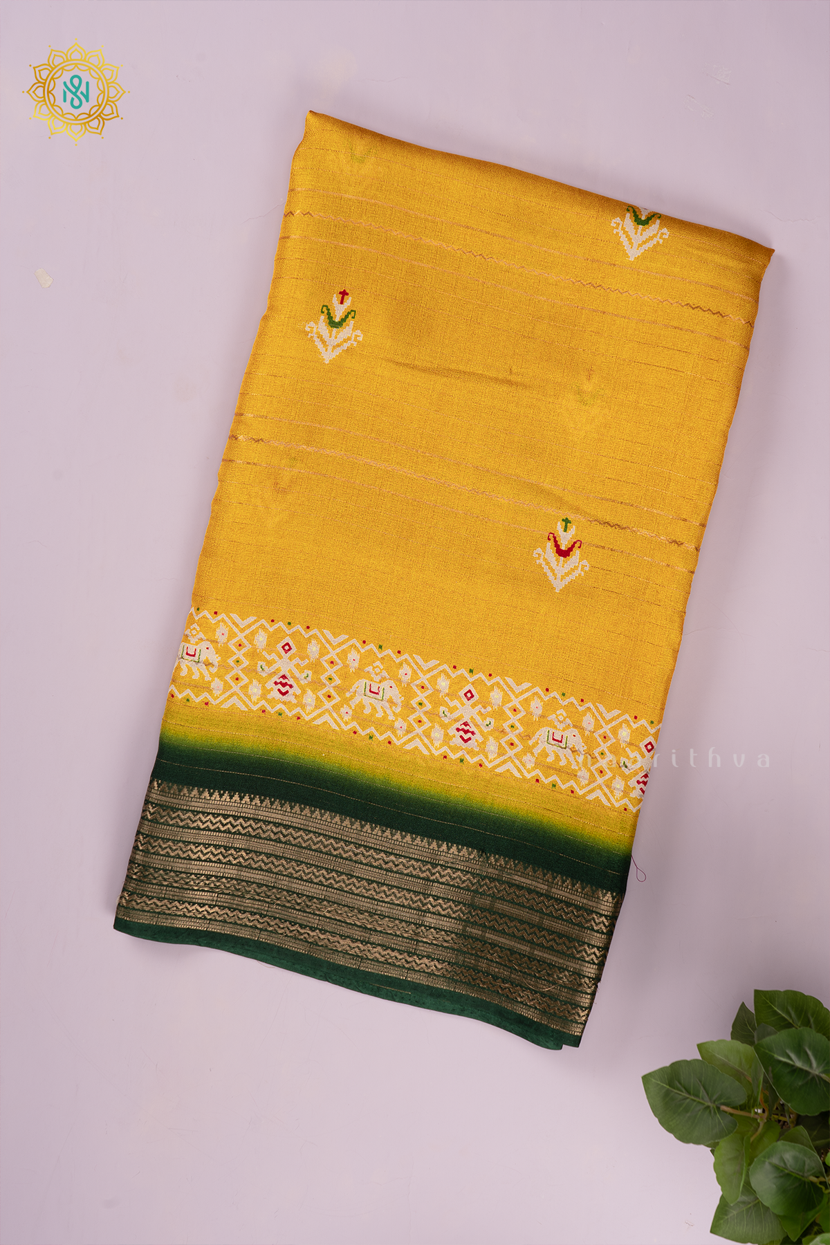 YELLOW WITH GREEN - SEMI GEORGETTE