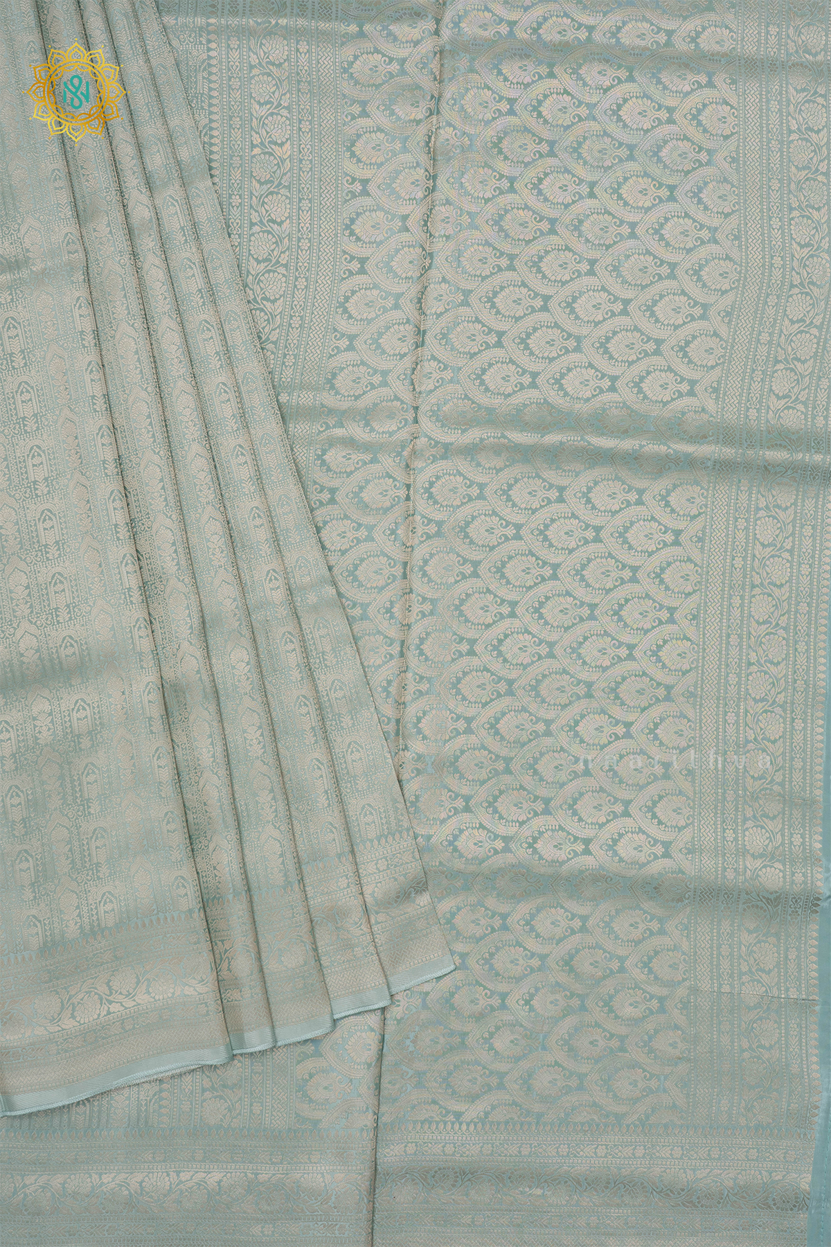 AQUA GREEN - SEMI KATAN BANARASI