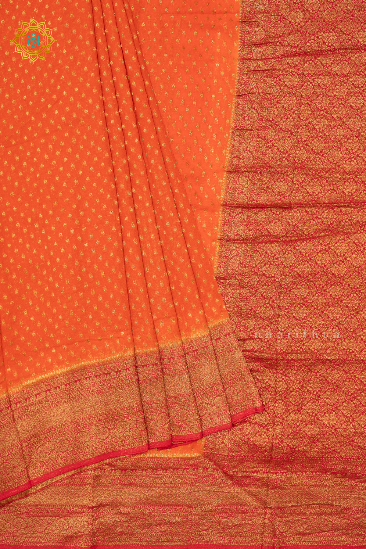 ORANGE WITH PINK - SEMI GEORGETTE
