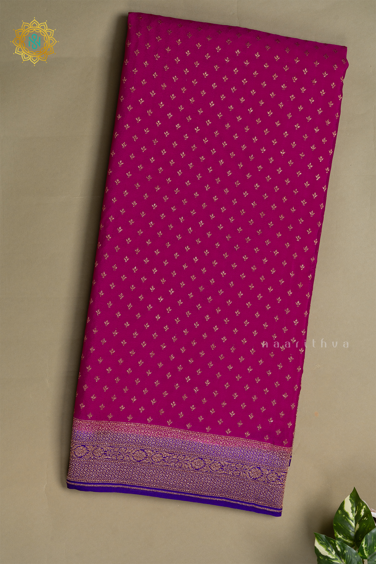 PINK WITH PURPLE - PURE BANARASI CREPE