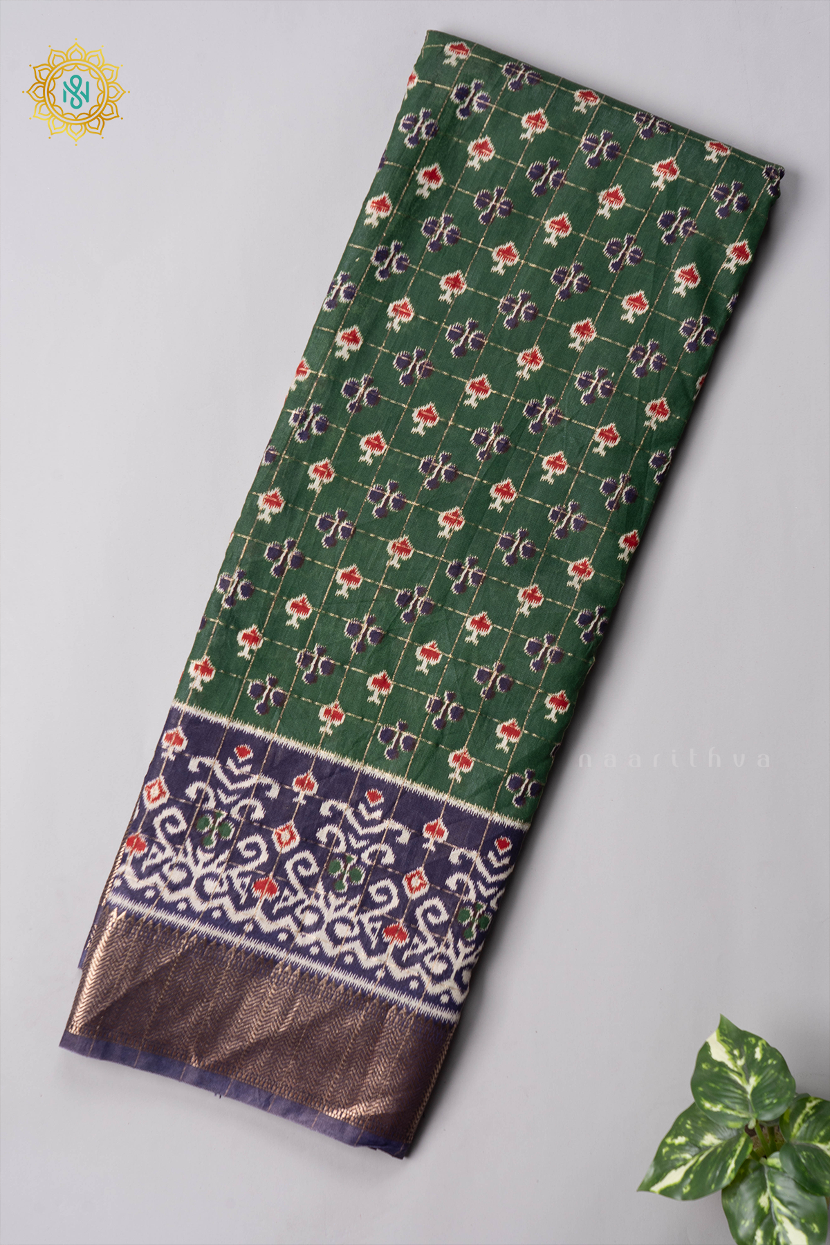 GREEN WITH BLUE - VISCOSE COTTON