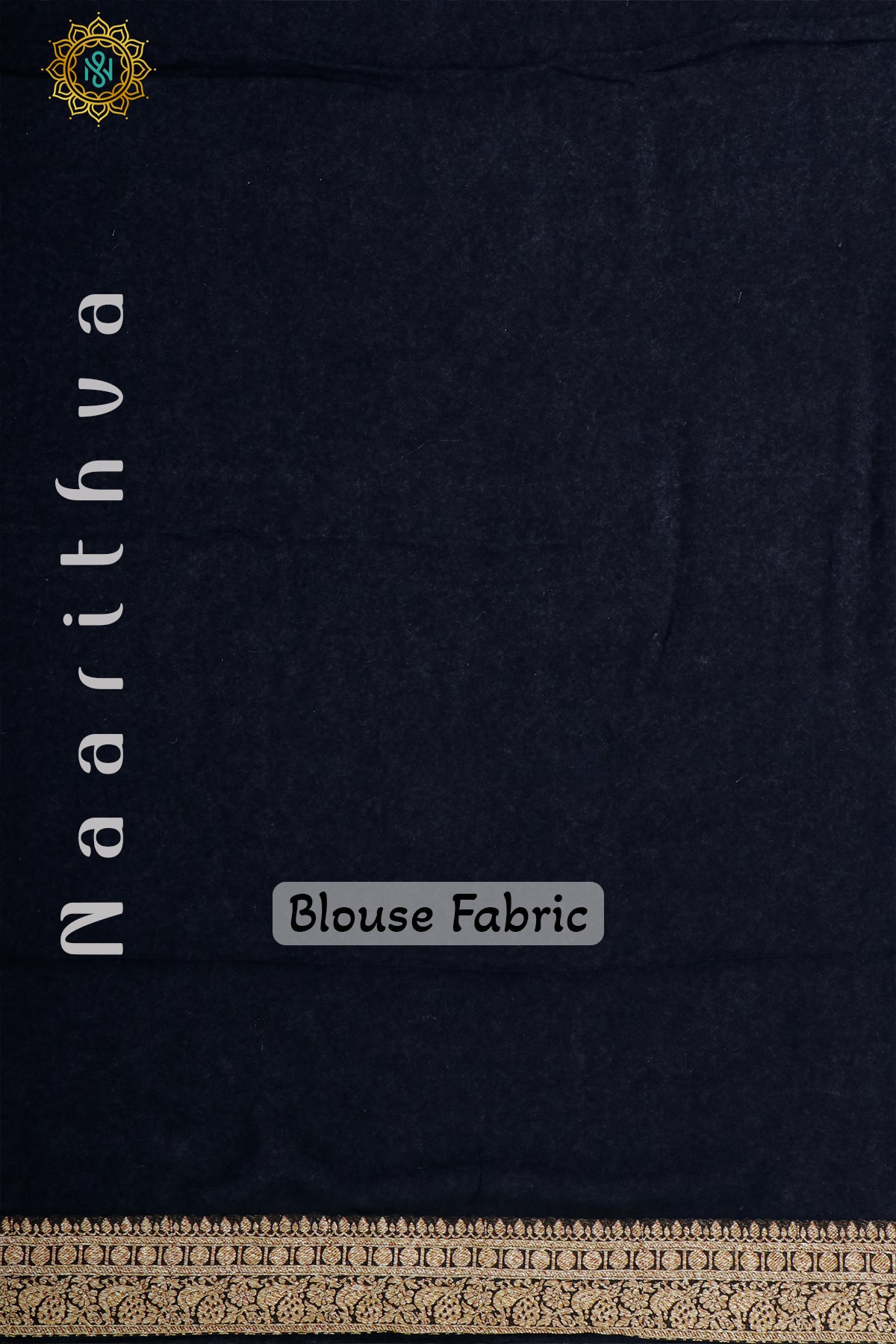 NAVY BLUE WITH PINK & BLACK - PURE HANDLOOM KHADDI GEORGETTE