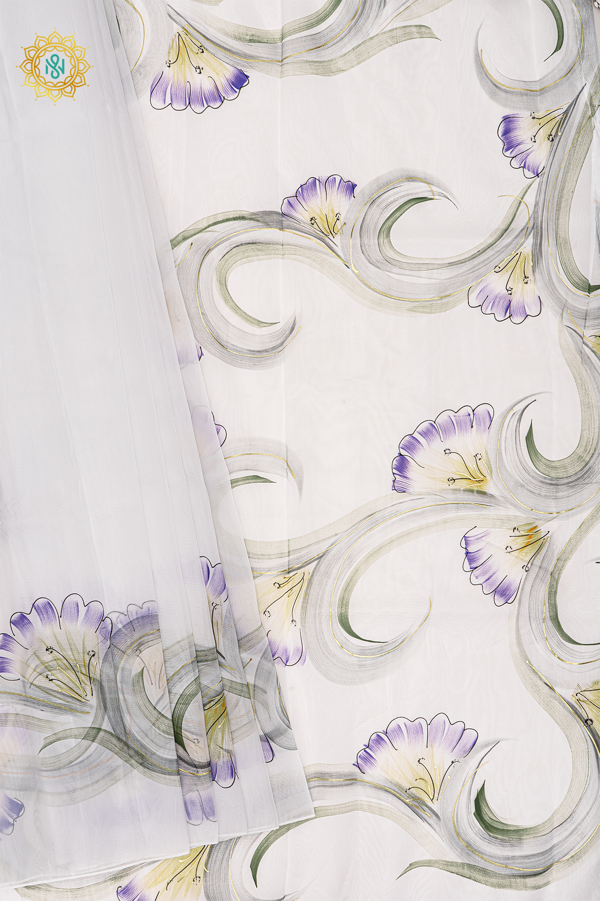 WHITE - ORGANZA HAND PAINTED