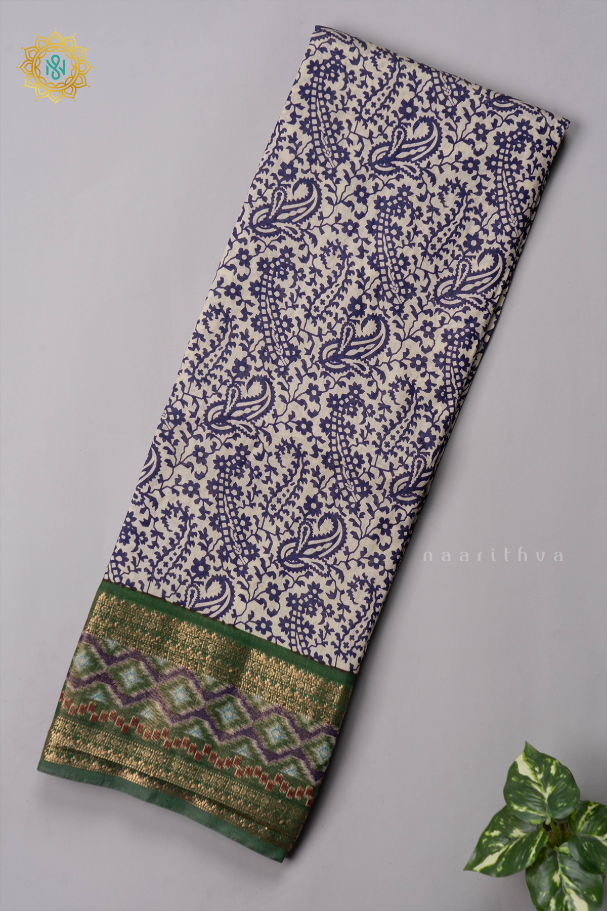 BLUE WITH GREEN - VISCOSE COTTON