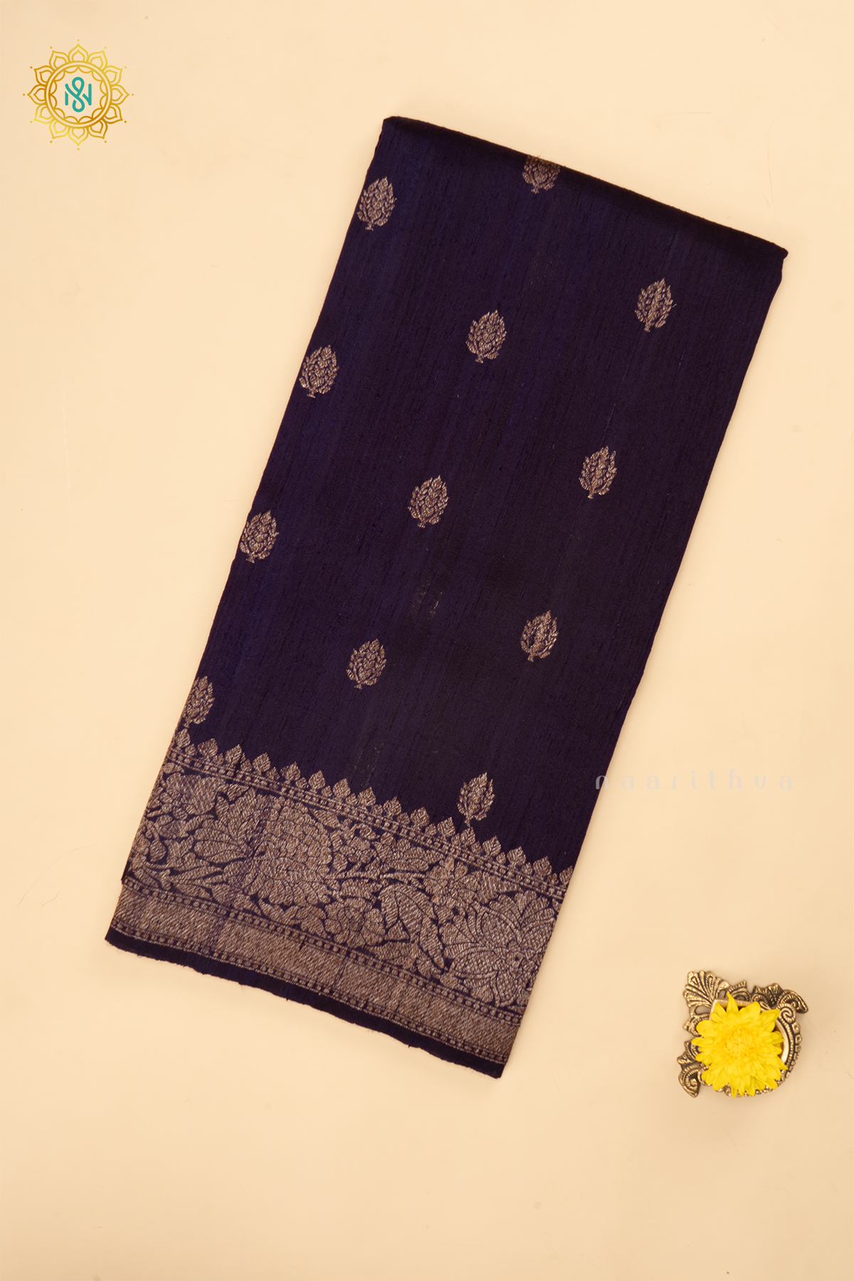 PURPLE - PURE BANARASI RAW SILK SAREE WITH ALLOVER ZARI WOVEN BUTTAS AND BORDER