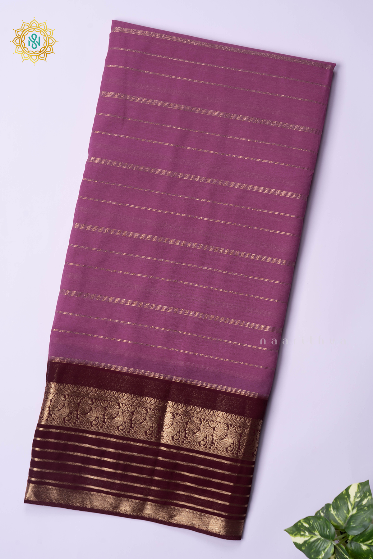 LIGHT PINK WITH BROWN - SEMI GEORGETTE