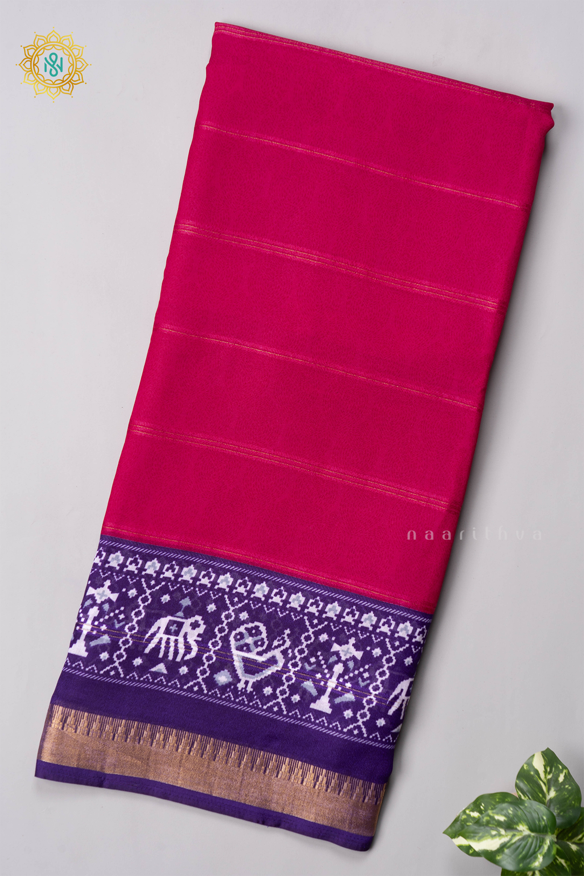 PINK WITH PURPLE - SEMI GEORGETTE