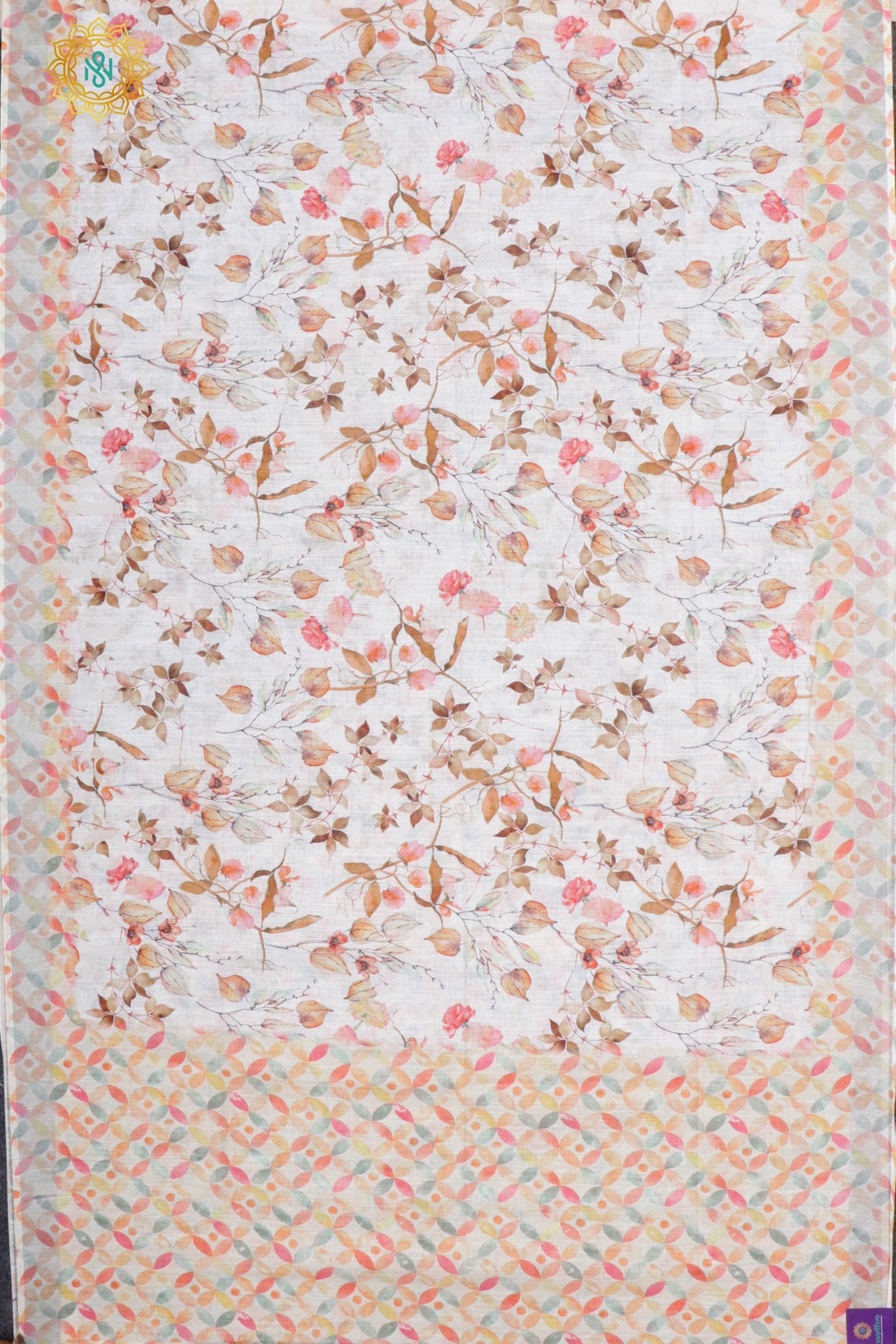 WHITE WITH ORANGE - LINEN BY COTTON