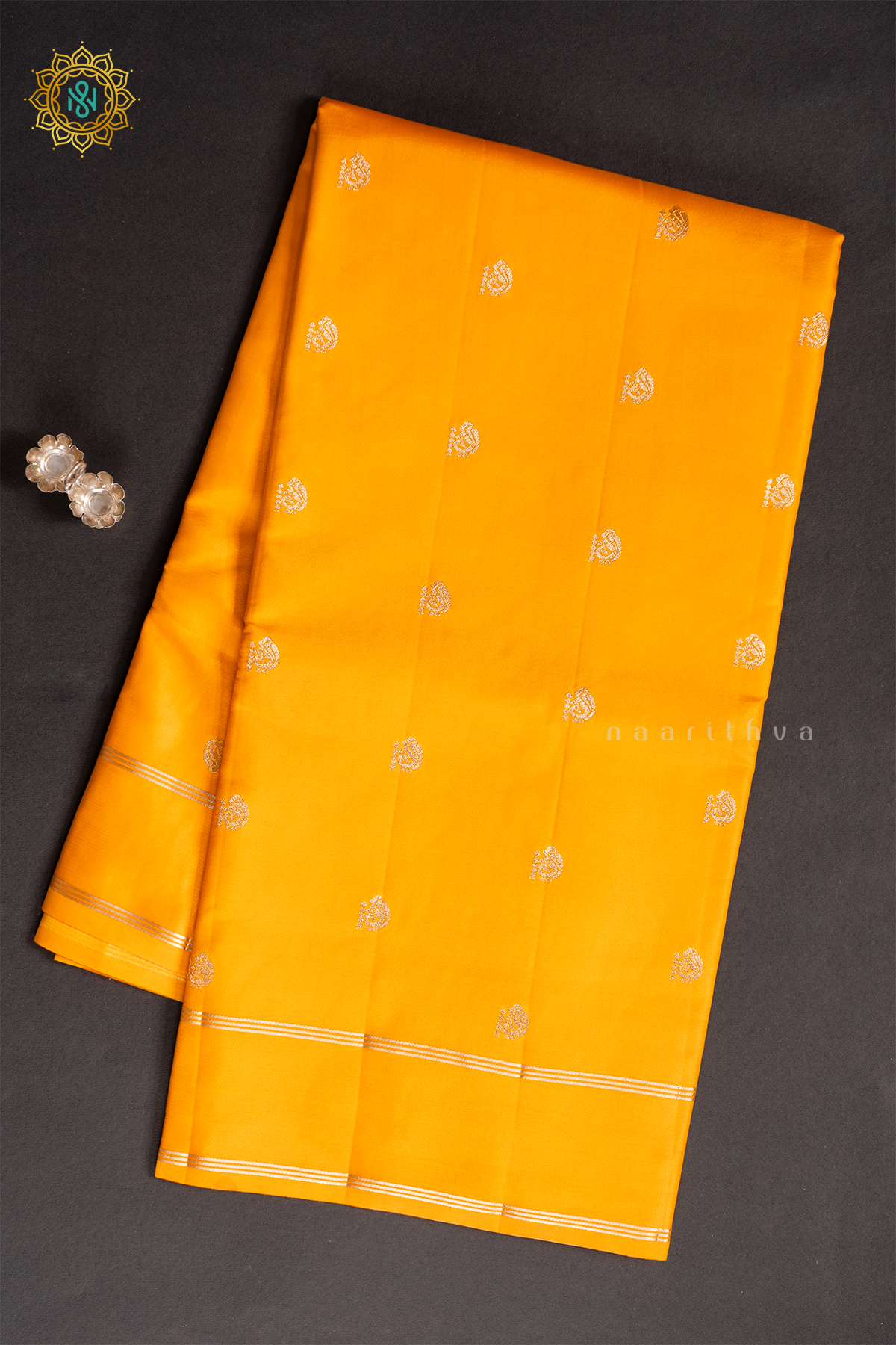 YELLOW WITH BROWN - SEMI SILK