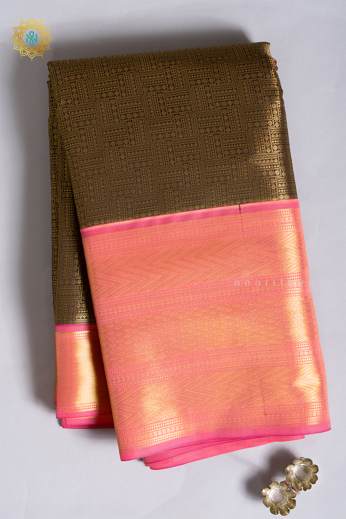 BROWN WITH PEACH - SEMI KANCHI