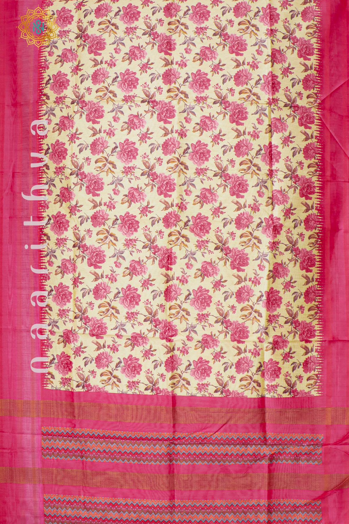 OFF WHITE WITH PINK - SEMI TUSSAR