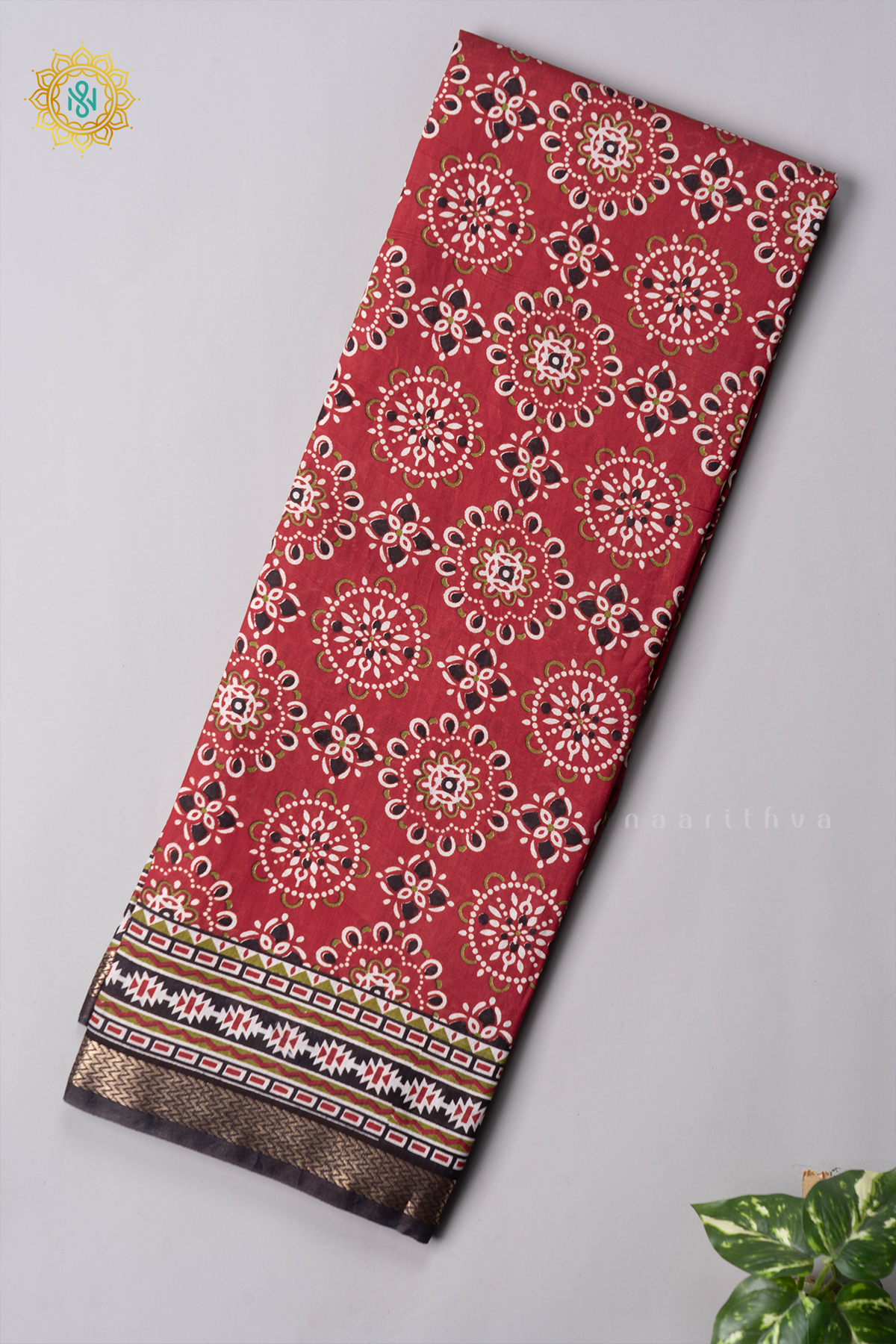 RED WITH BLACK - VISCOSE COTTON