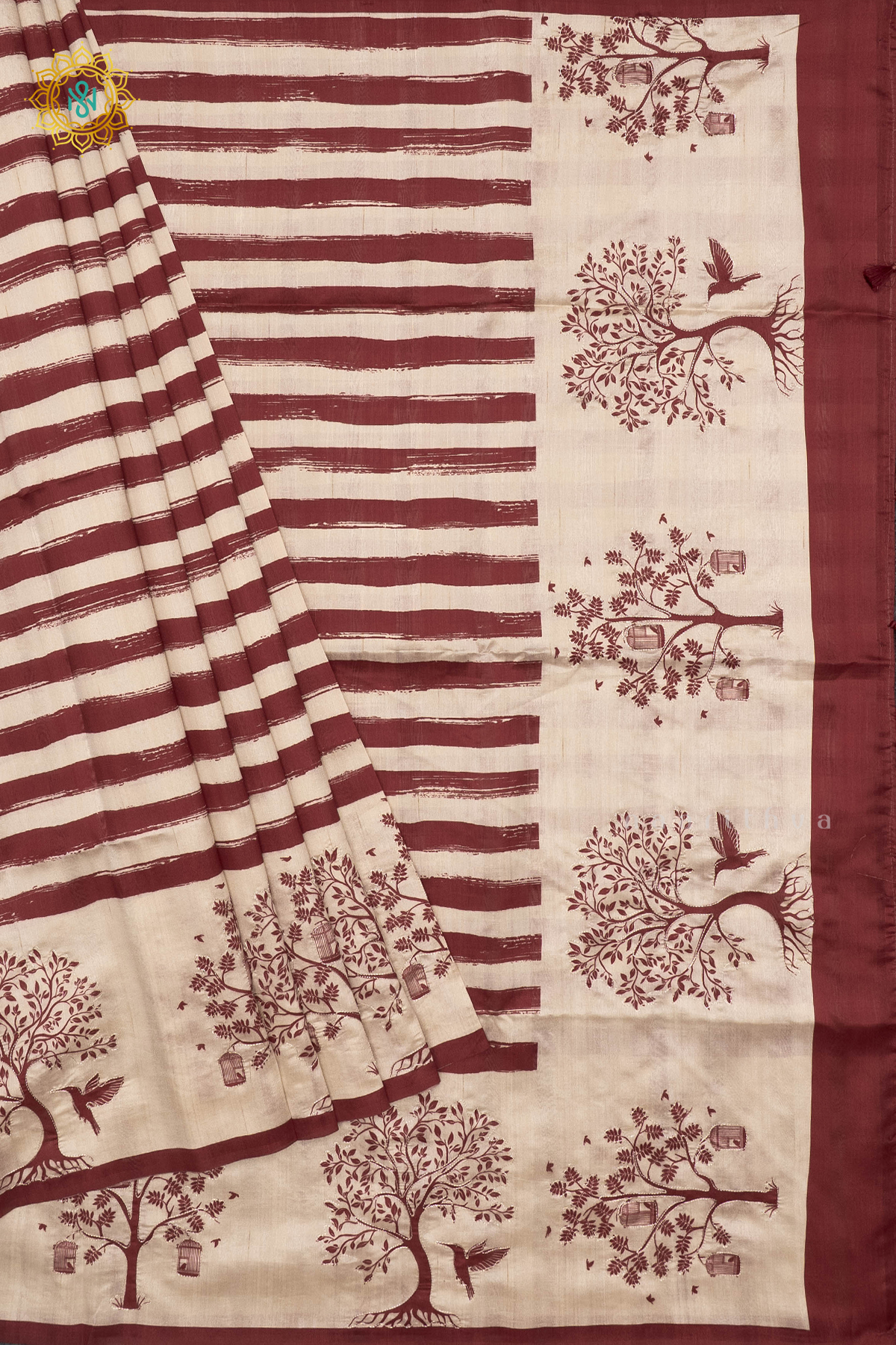 WHITE WITH RED - SEMI TUSSAR