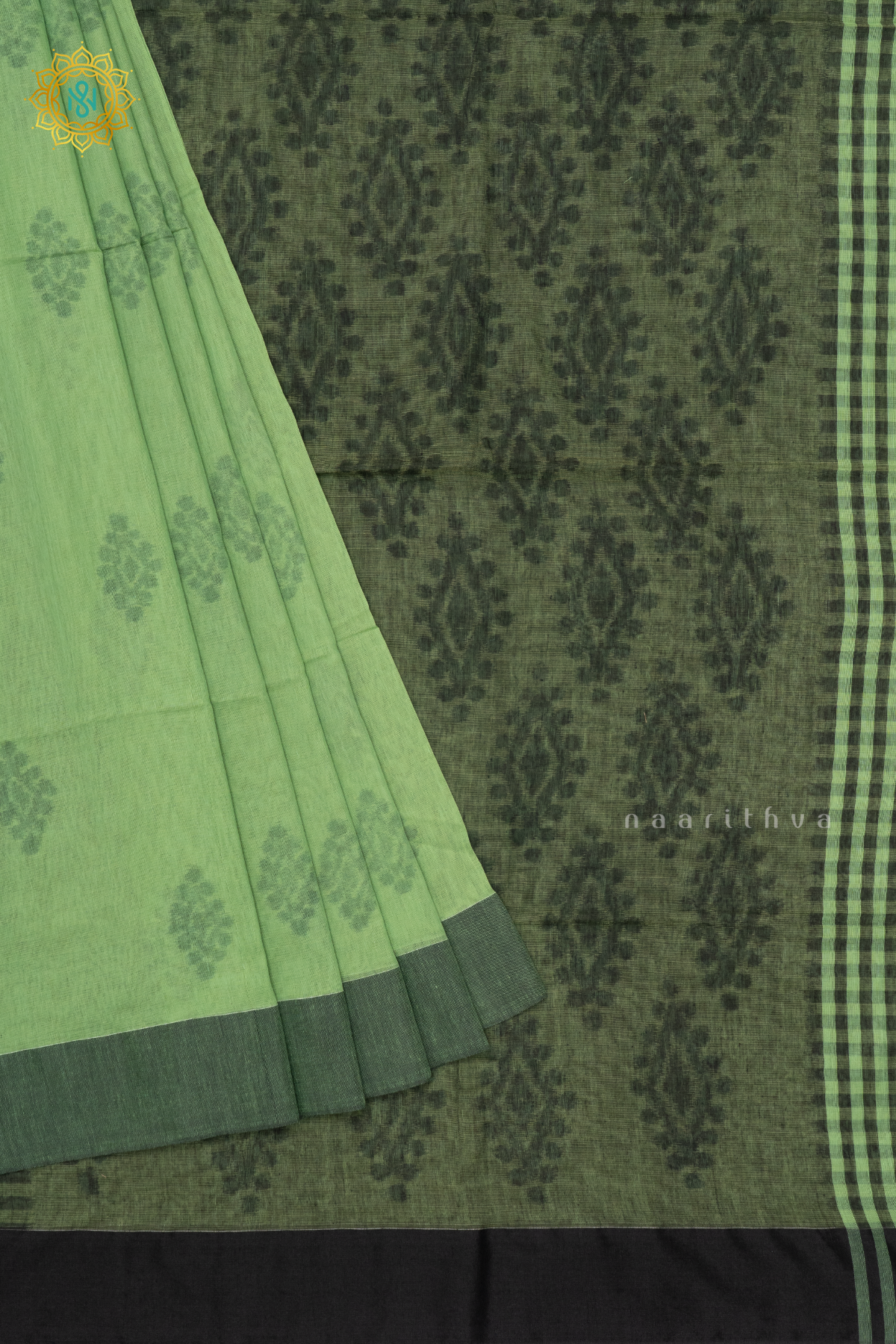 GREEN WITH BLACK - MUL COTTON