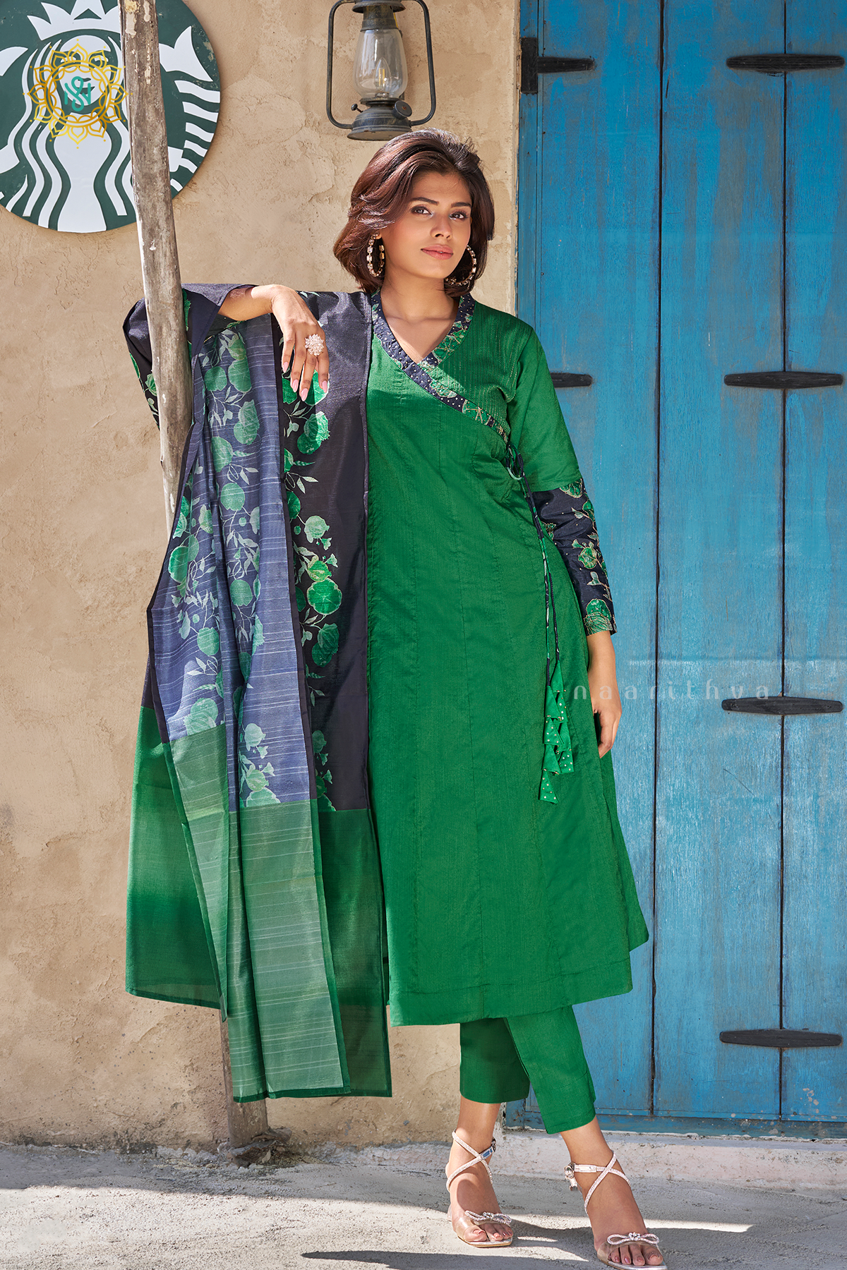GREEN - COTTON 3PC SALWAR SUIT WITH TOP, BOTTOM & DUPATTA