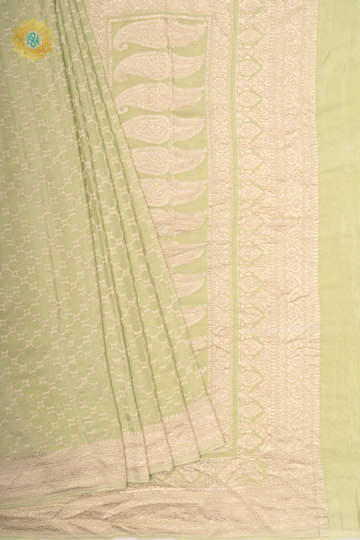 PISTA GREEN - PURE BANARASI CREPE SILK