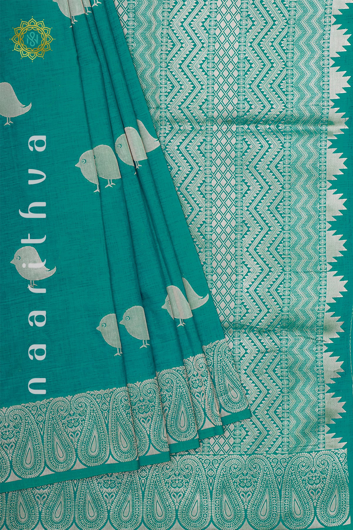 CYAN GREEN - CHANDERI SILK COTTON