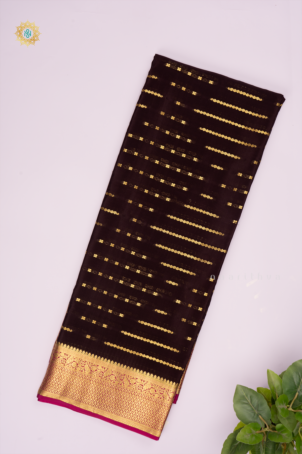 PURPLE WITH RANI PINK - PURE MYSORE CREPE SILK