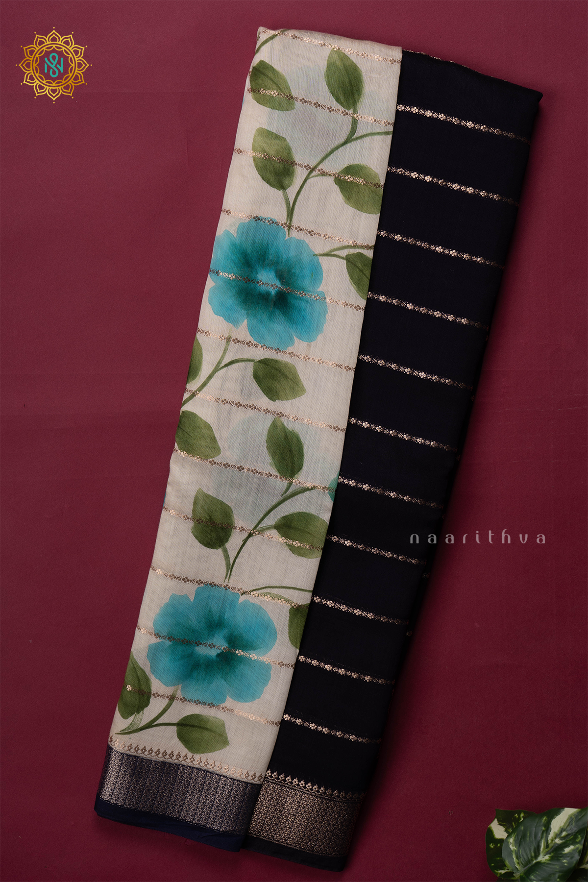 NAVY BLUE WITH WHITE - BUTTER CREPE