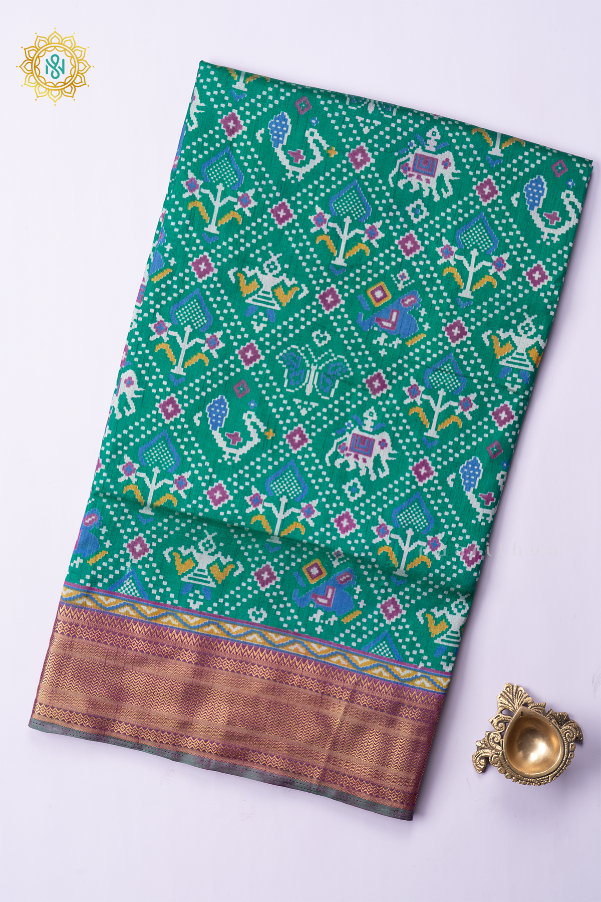 GREEN WITH WINE - SEMI PATOLA SILK