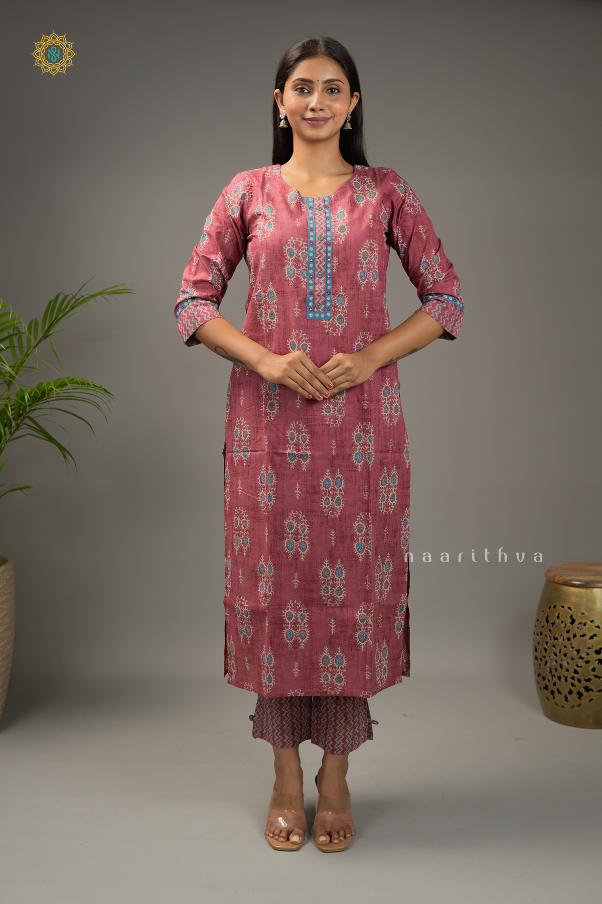 ROUGE PINK - 2PC SALWAR SUIT WITH PRINTED TOP & BOTTOM
