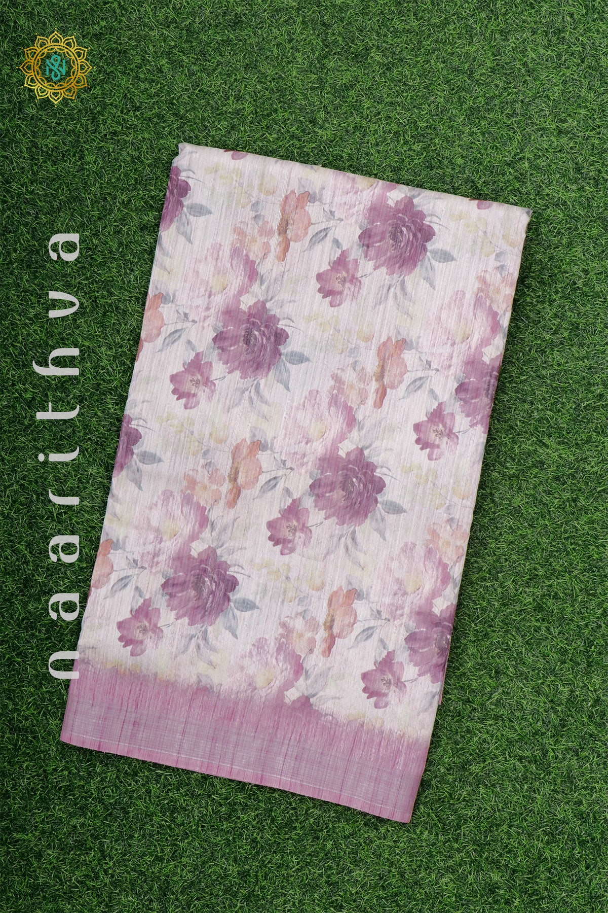 WHITE WITH PINK - JUTE COTTON