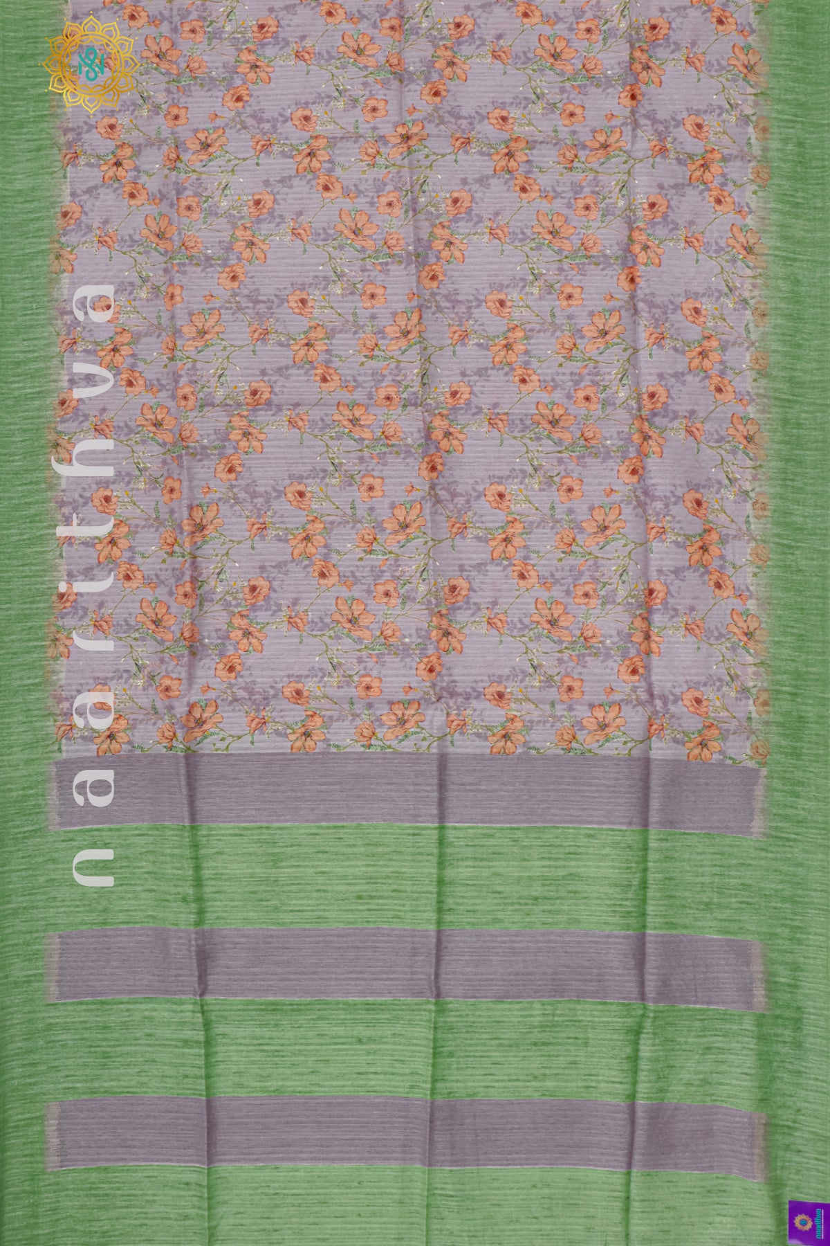 GREY WITH GREEN - JUTE COTTON