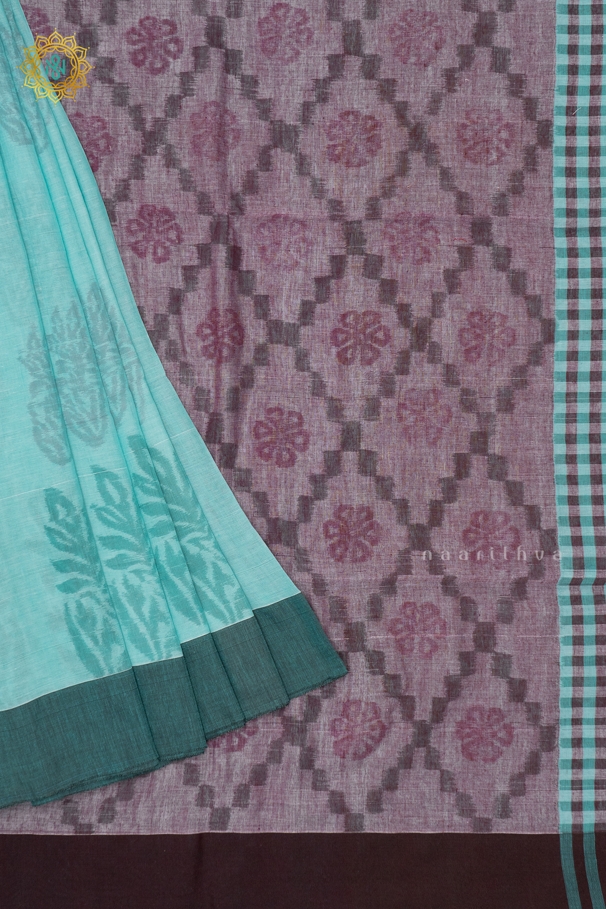 AQUA GREEN WITH GREY - MUL COTTON
