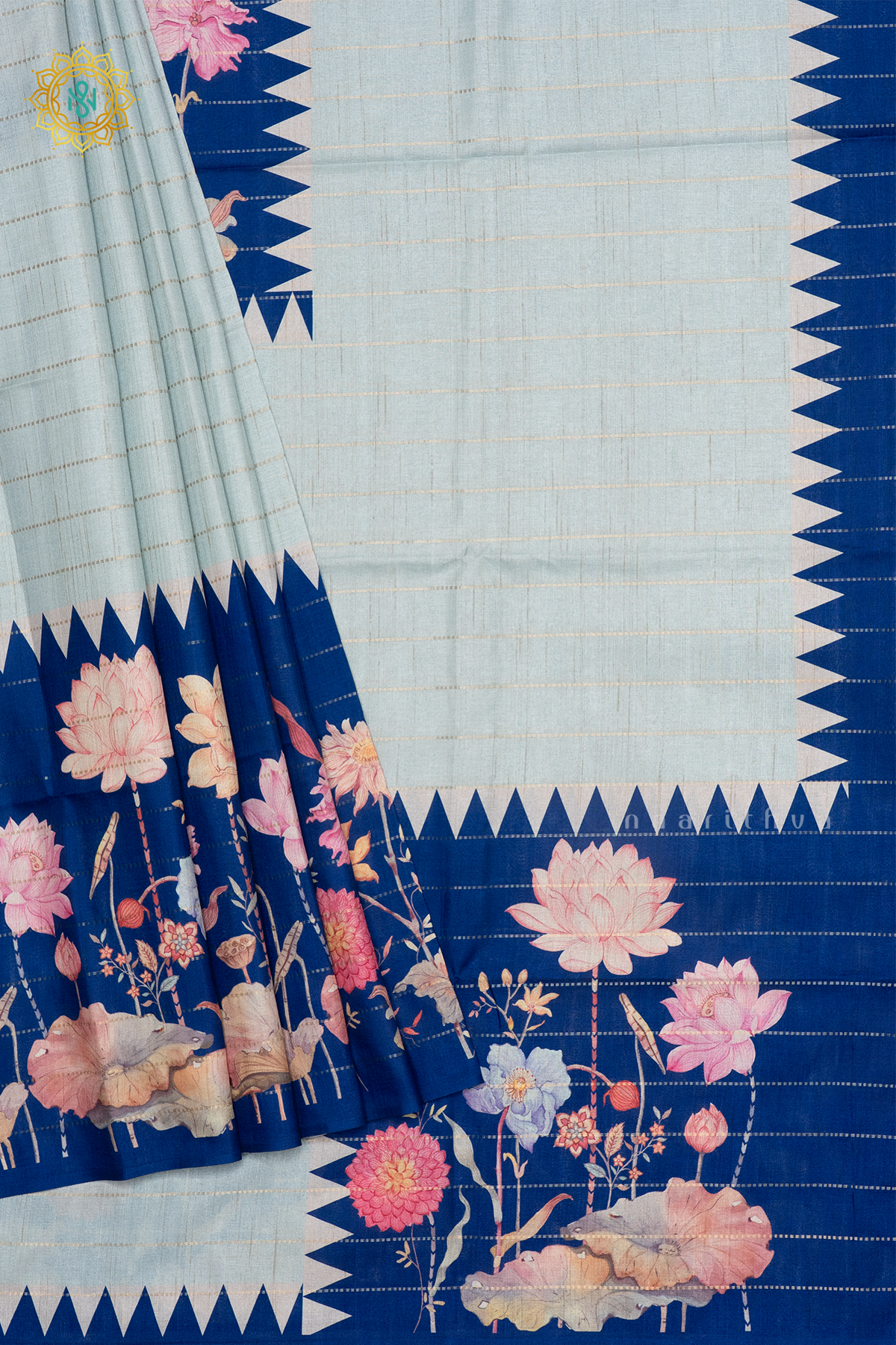 AQUA BLUE WITH BLUE - SEMI TUSSAR